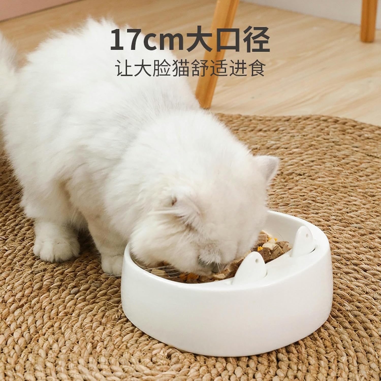 Cat Supplies Cat'S Ears with Fork Spoon Dog Drinking Rice Bowl Pet Cat Bowl No-Spill Non-Slip Pet Water Bowl-Green image number 4