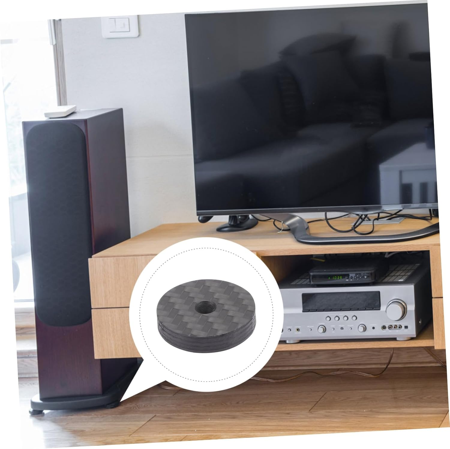 Sewroro Carbon Fiber Speaker Spikes Feet Pads 4Pcs 25X5Mm Vibration Isolation Soundproof Stand for Home Audio and Hifi Systems image number 3