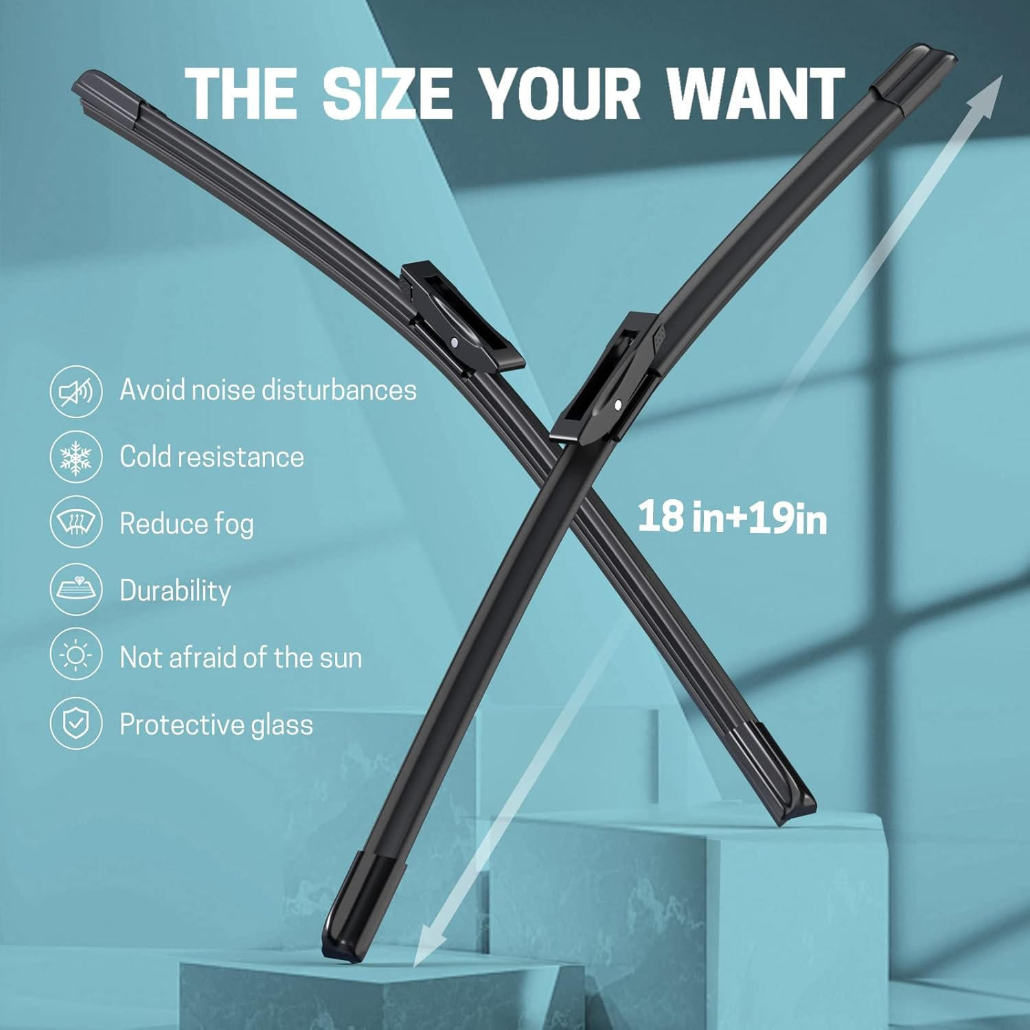 19"+18" Windshield Wiper Blades - Replacement for 2013-2015 Mini Cooper R55 R56 R57, All-Season Silent Front Window Wipers (Set of 2) image number 4