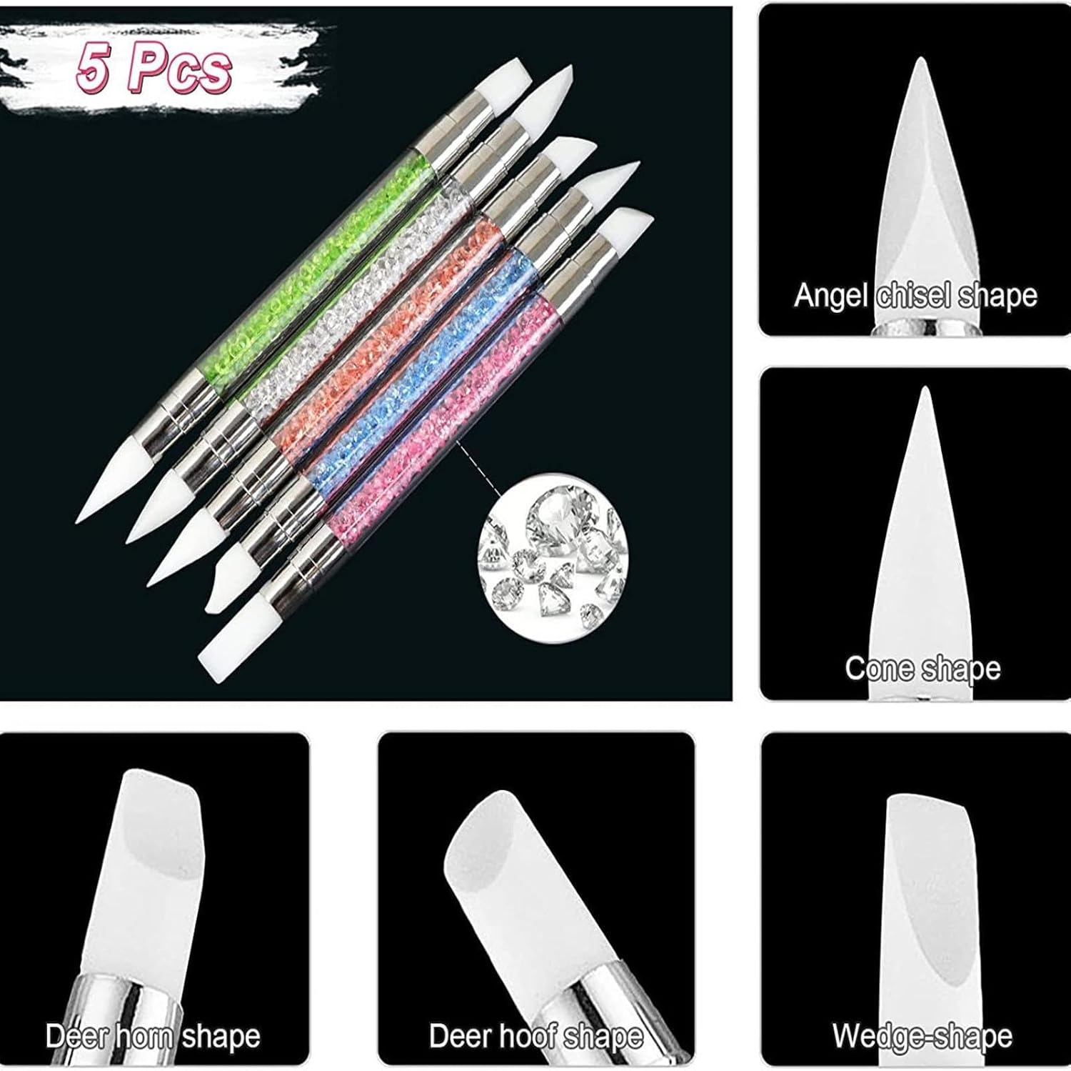Nail Design Brushes Set, Nail Design Design Pen Painting Tools with Nail Extension Brush, 2 Ended Nail Design Dotting Tool Set Manicure Drill Drawing Nails Brush Pen for Nail Design Salon at Home - 2 image number 6