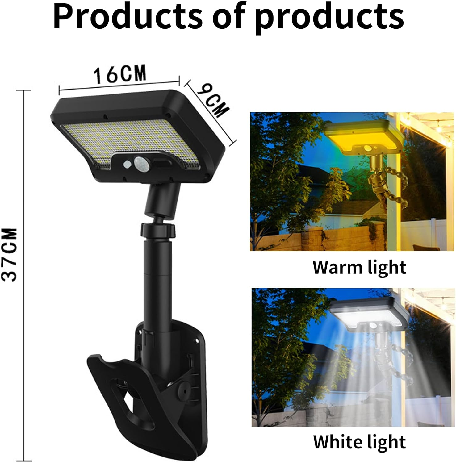 Pack of 2 Solar Lights for Outdoors, Clip-On Solar Light with Motion Sensor, LED Solar Lights for Outdoor Use, IP65 Waterproof, USB Rechargeable Solar Lights, Fence Light, Solar Street Lights For image number 4