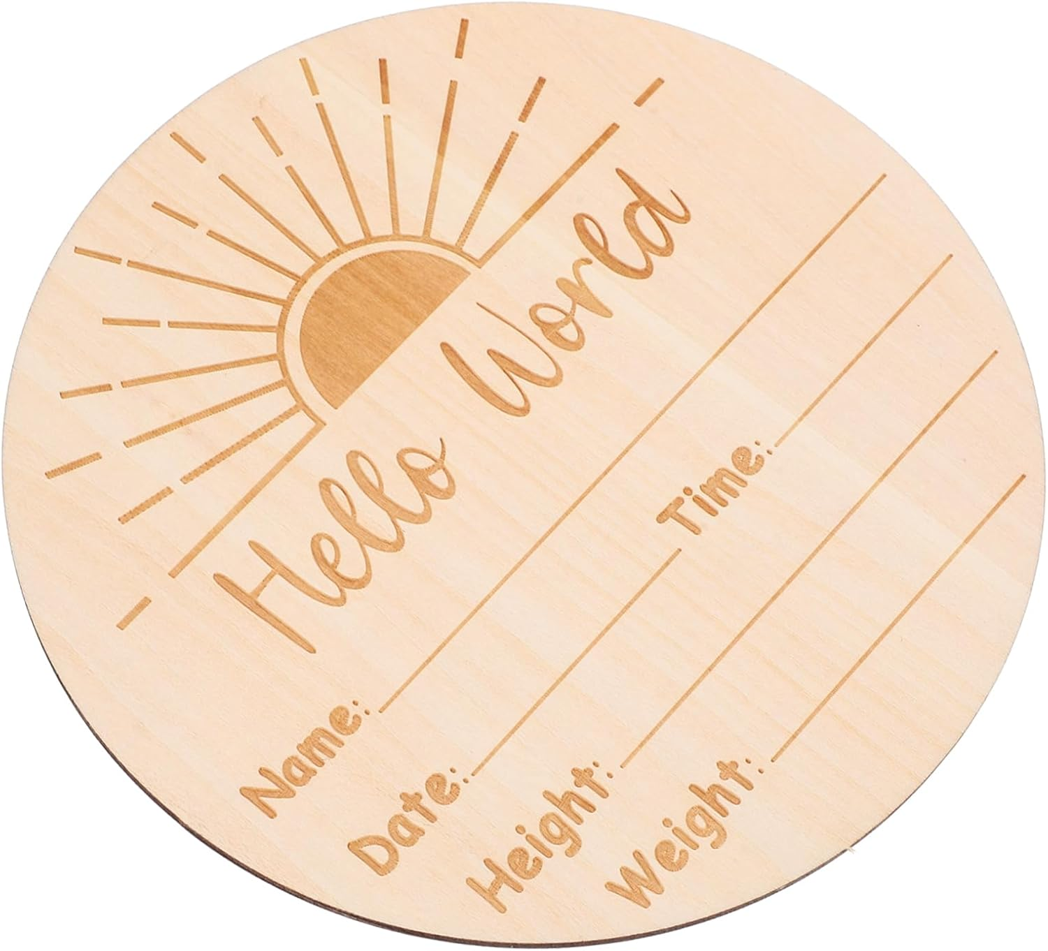 Healifty round Name Announcement Sign Natural Wood Plaque for Newborn for Birth Details Shower Safe and Celebrate Growth image number 4