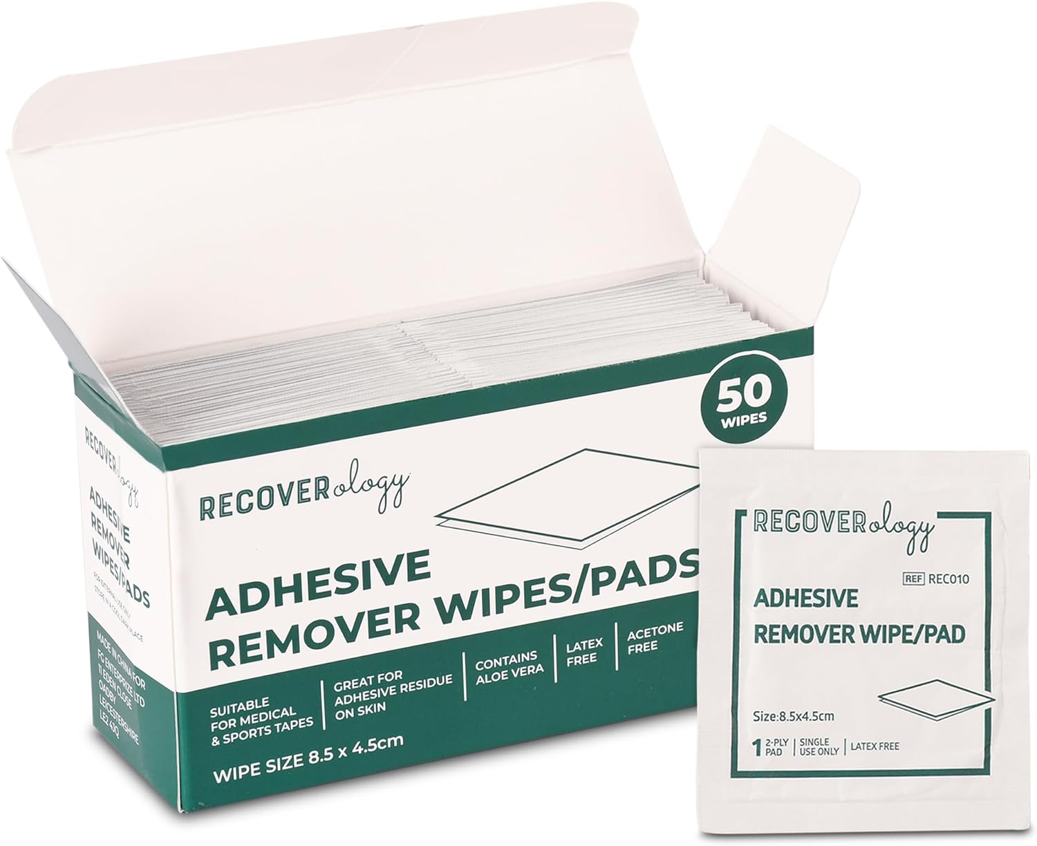 Adhesive Remover Wipes | Pack of 50 Individually Wrapped Sachets | Wipes for Skin That Remove Adhesive Residue from Medical Tape and Sports Tape | Contains Aloe | Acetone Free image number 4