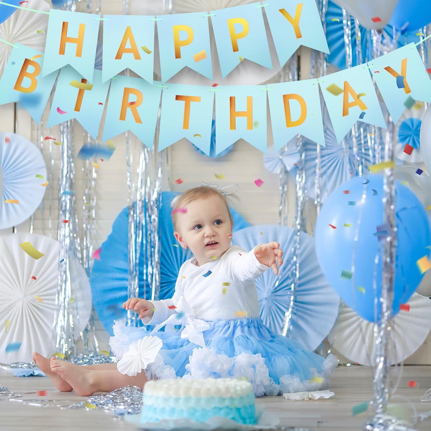 Bighan 5M Happy Birthday Banner Birthday Garland Party Decorations Birthday Signs Hanging Decor Kids' Birthday Party Banners, Blue image number 6