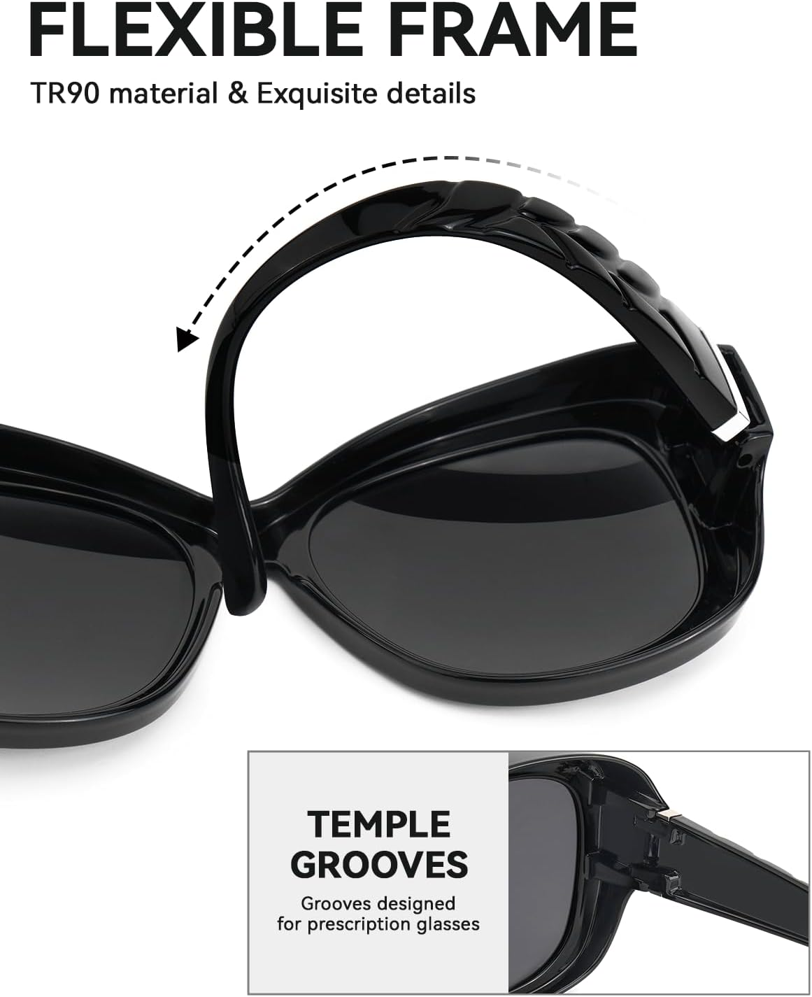 Meeloog Polarized Fit over Glasses Sunglasses for Women, Oversized Fashion Big Sun Glasses Trendy Shades for Driving MST0079 image number 2