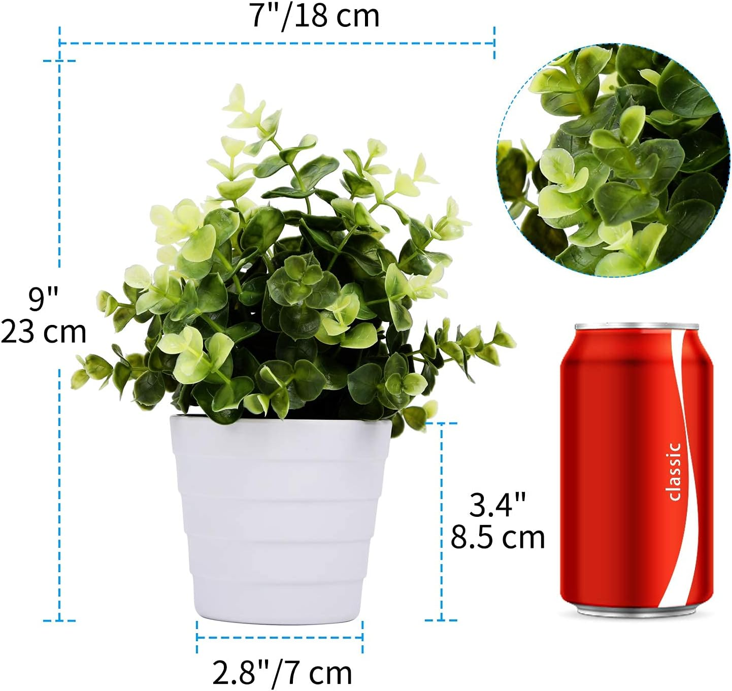 Small Fake Plant Potted - Faux Plant Indoor Plant Artificial Potted Plant Decor for Home and Office (Eucalyptus Green)