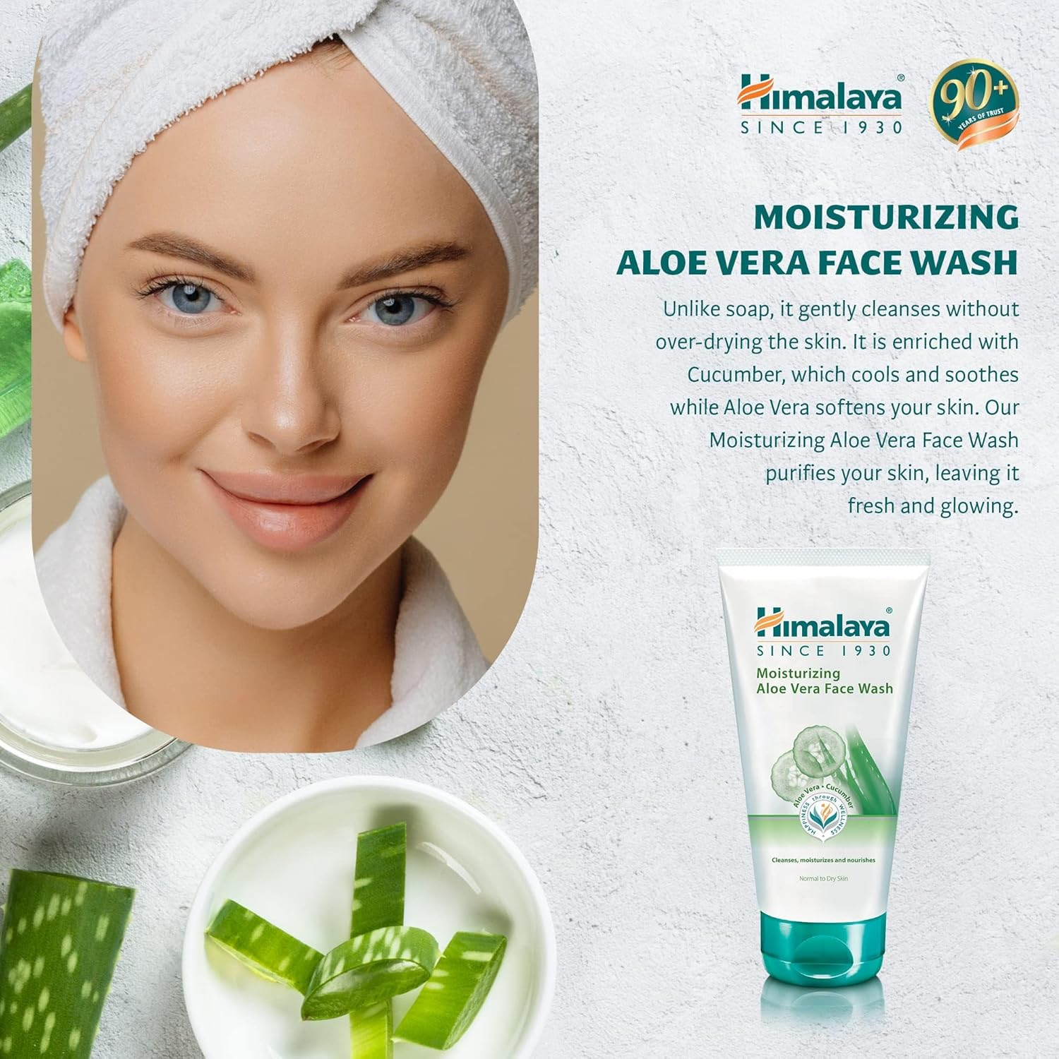 Himalaya Herbals Moisturizing Aloe Vera Face Wash, 100 Ml image number 2