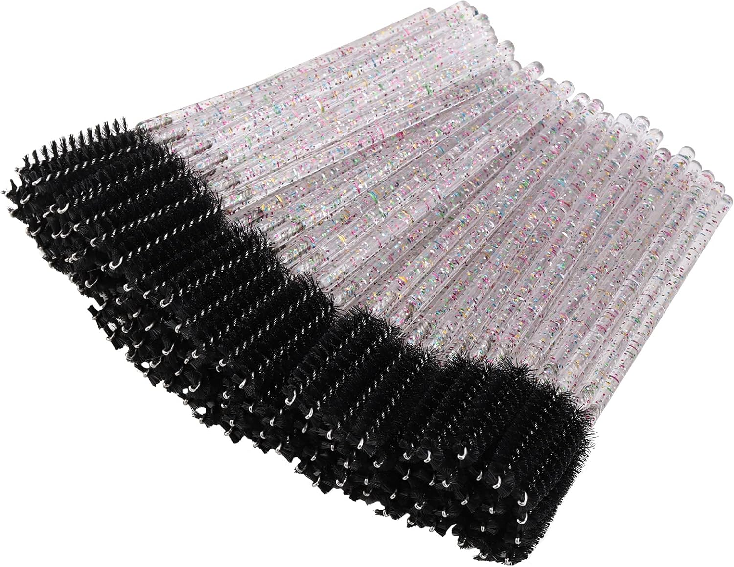 100 Pcs Crystal Eyelash Mascara Brushes Wands Applicator Makeup Sticks Disposable Eyebrow Spoolie Brush - Black