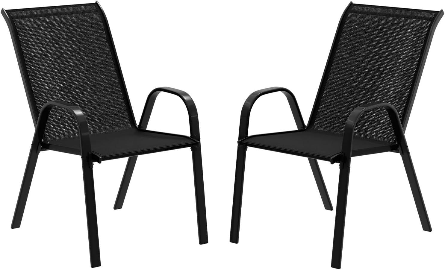 ALFORDSON Outdoor Patio Bistro Chairs 2 Pcs Uv-Resistant PE Wicker, 2X Stackable Outdoor Lounge Chairs with Metal Frame for Conversation Set Coffee Table, Black image number 4