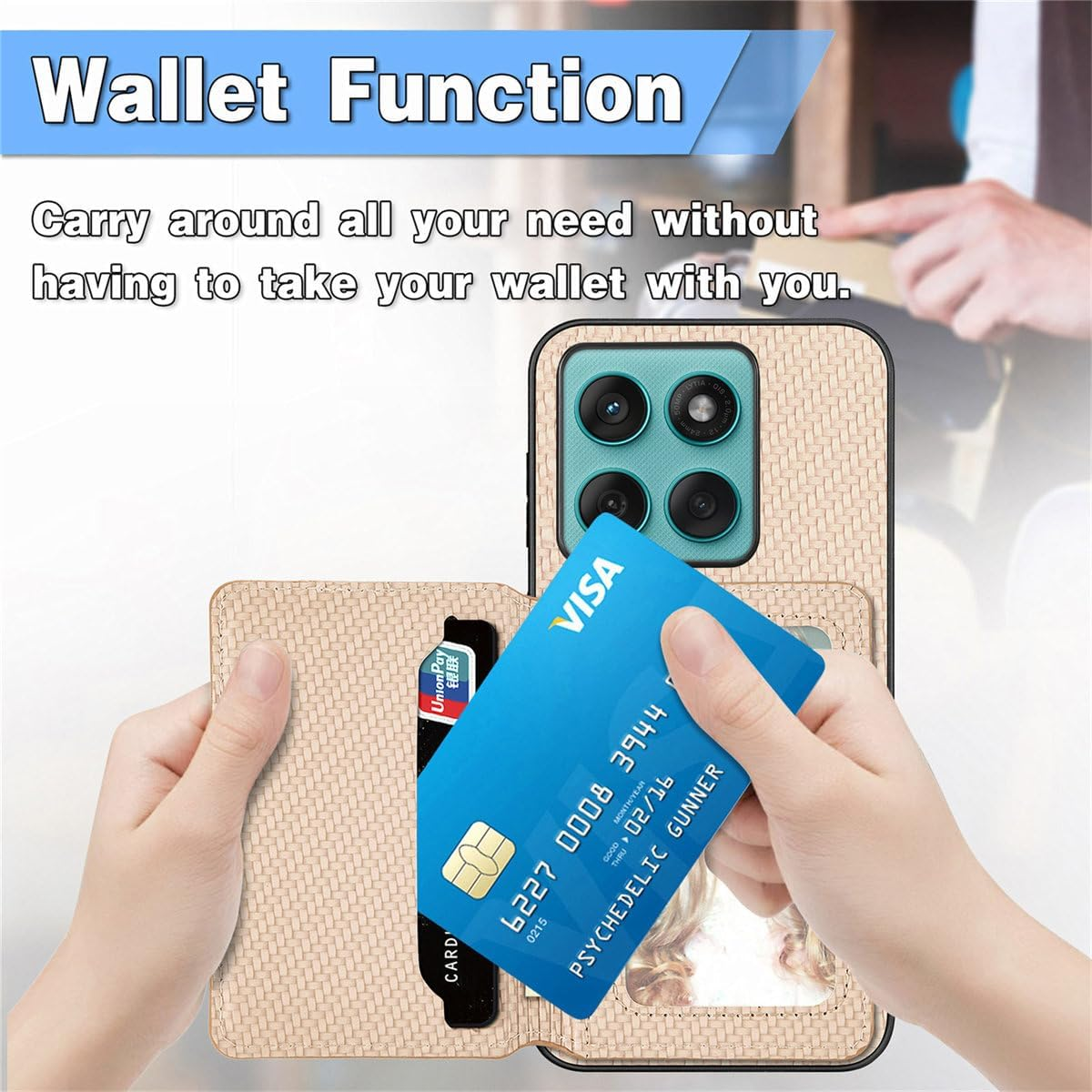 MOJIA Case for Motorola Edge 60 Fusion/Edge 60, Ultra Thin TPU Non-Slip Shockproof Mobile Phone Case, Protective Cover with Card Pocket and RFID Shielding. Yellow