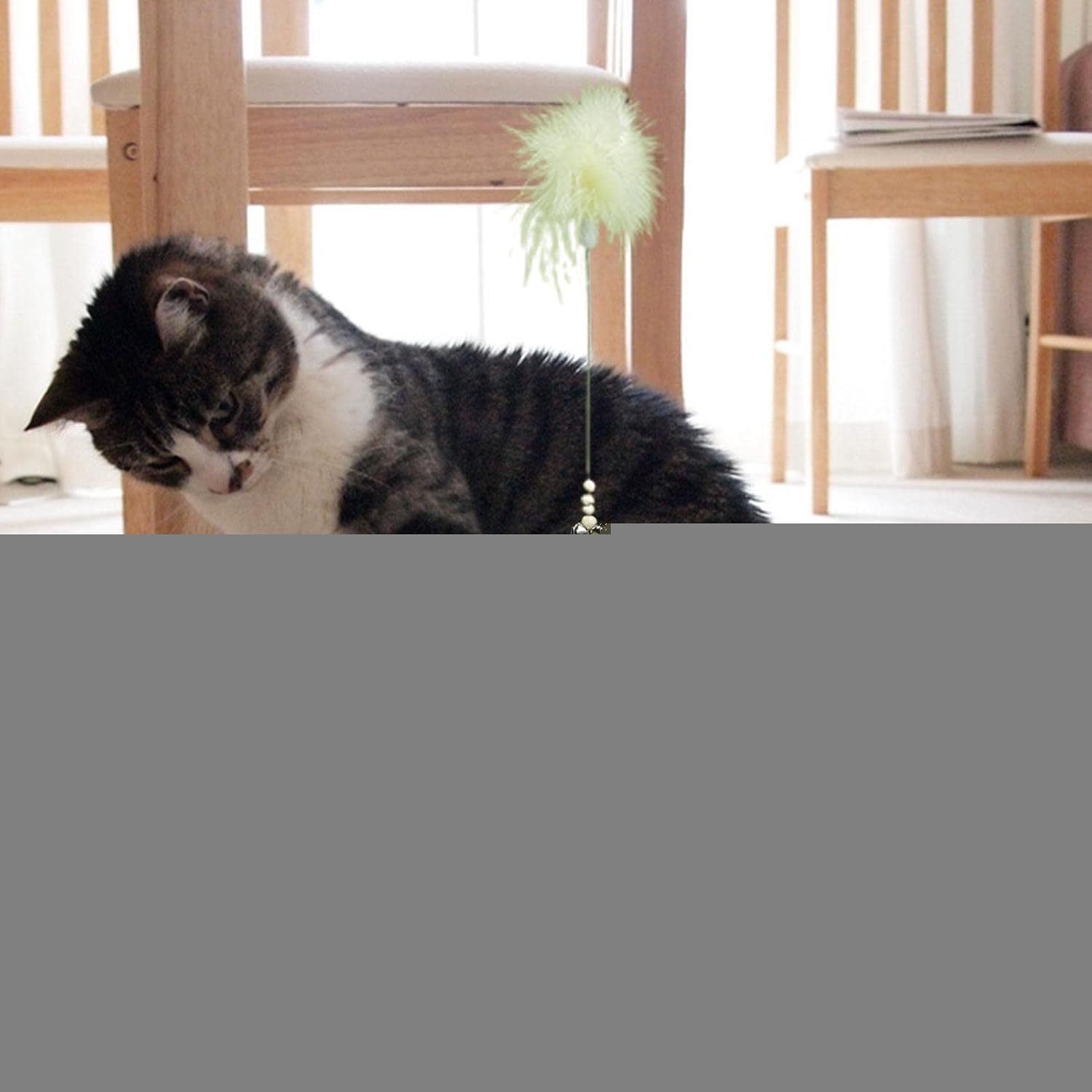 Interactive Cat Toys,Funny Turntable Ball Cat Toys - Interactive Cat Toys with Feathers and Bells for Indoor Cats to Chase Exercise image number 3