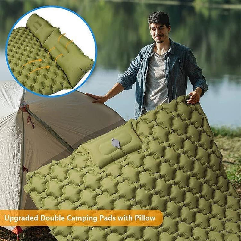 Camping Mattress Self Inflating Sleeping Mat Air Bed Pad King Single Green image number 1