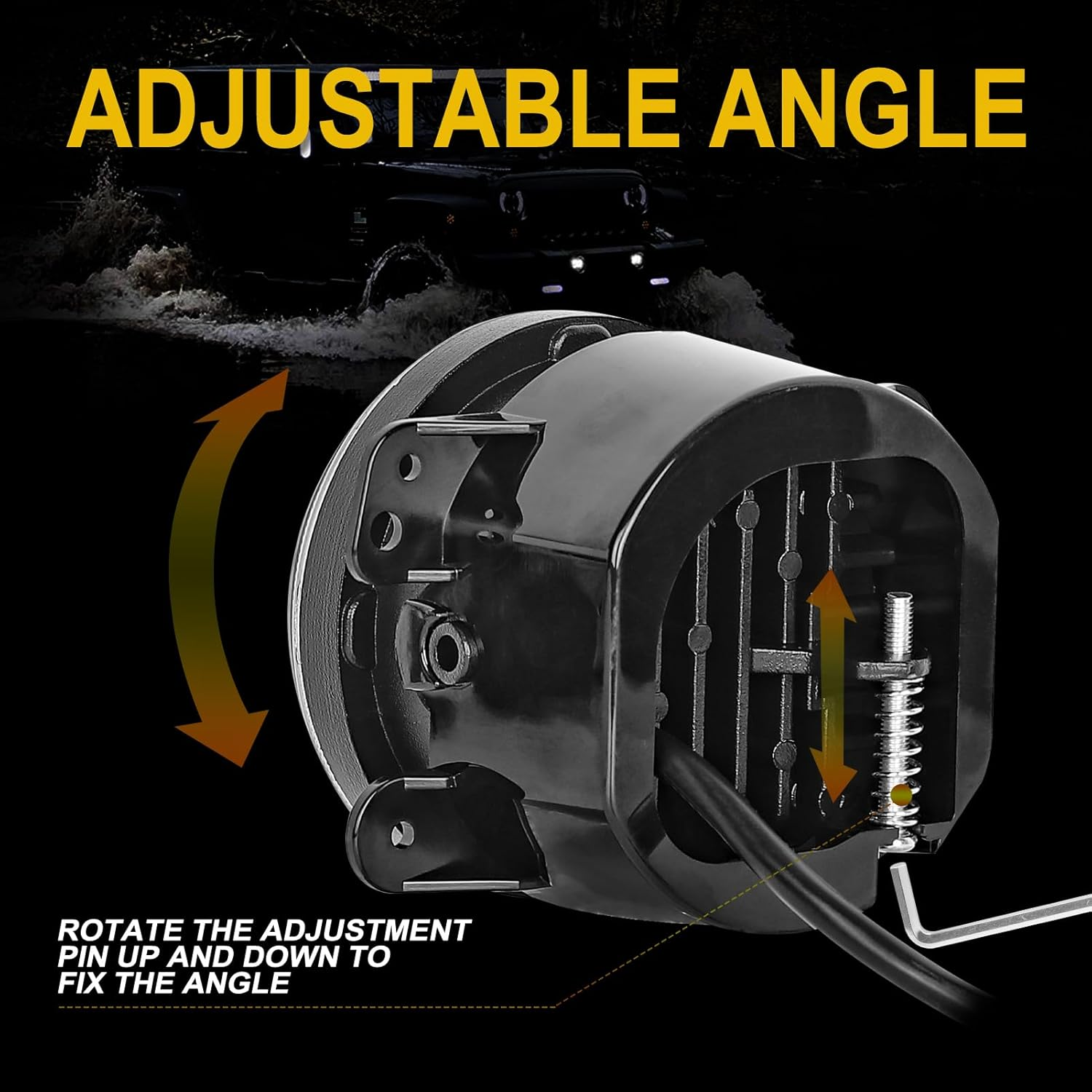 Yanchaofei 4 Inch LED Fog Lights Compatible for 2007-2018 Jeep Wrangler Unlimited JK JKU Front Bumper 60W round Fog Light Driving Offroad Lamps with Amber/White DRL Turn Halo Angel Eyes Lights 2PCS image number 4