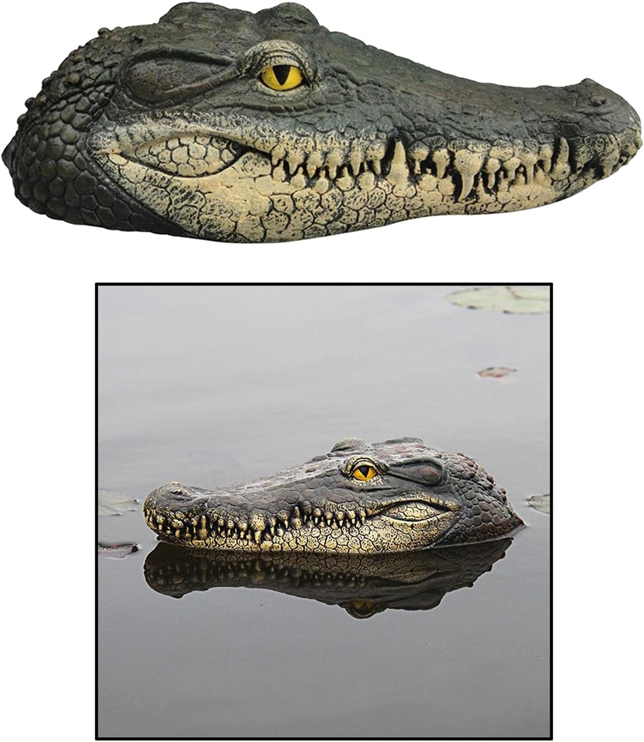 Perfk Alligator Head Decoy Pond Float Giant Look Decoy Water Floating Decoration for Head Drives Ducks, Style 2 - Style 4 image number 3