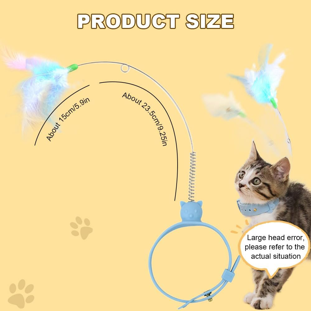 YAUNJI Cat Collars with Cat Feather Toys, 2024 New Cat Toys Attached for Indoor Cats, Interactive Cat Neck Toy (Pink, 1 PCS)