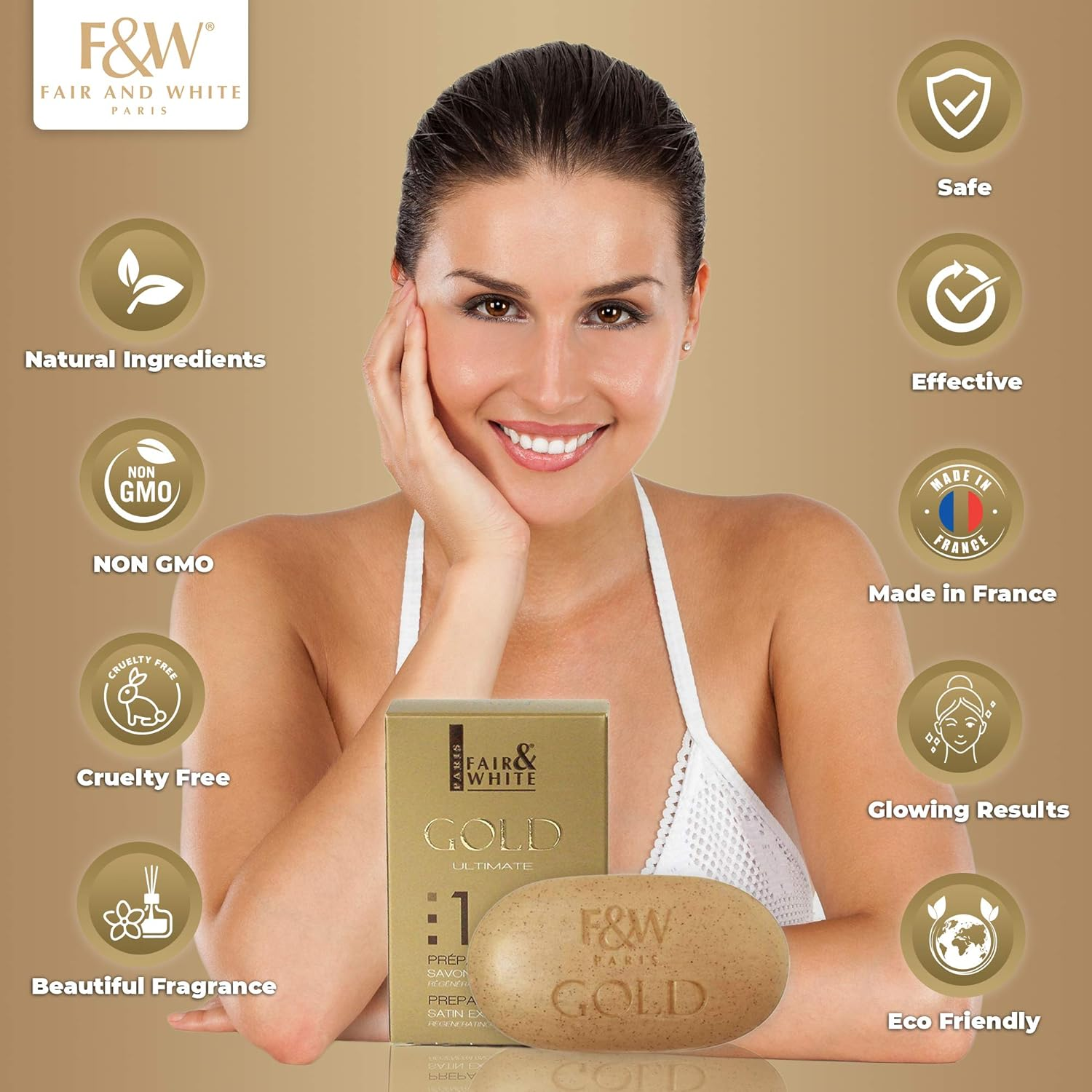 Fair and White Gold 1 Satin Exfoliating Soap 200 G image number 2