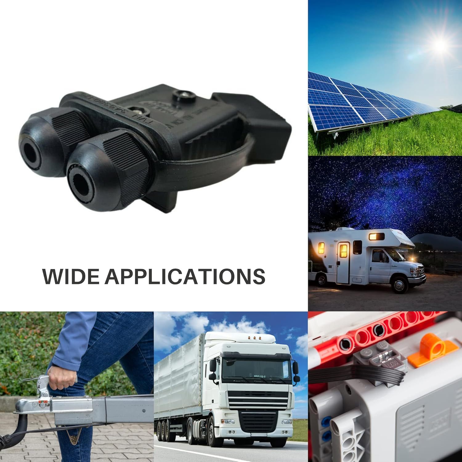 Trailer Vision 175A Anderson Connector Protective Covers - SB 175A Amp Dust Cover Assembly - UV Insulated Protection Compatible with Solar, Marine, Mobile, Industrial, Battery Boxes - 175AA Black image number 1