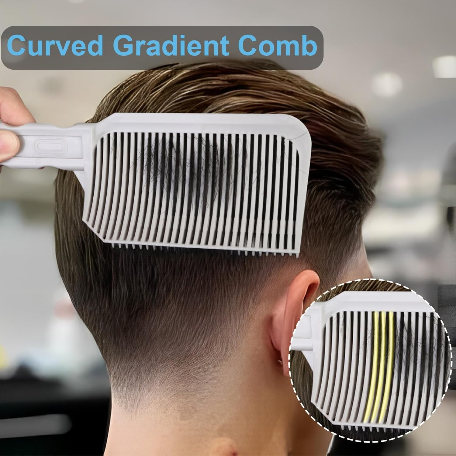 FOWSRHRG Fade Combs - 2PCS Barber Gradient Positioning Combs, Flat/Curved Push Edge for Blending Fades, Hair Cutting Guide Tools for Home & Salon Use image number 6