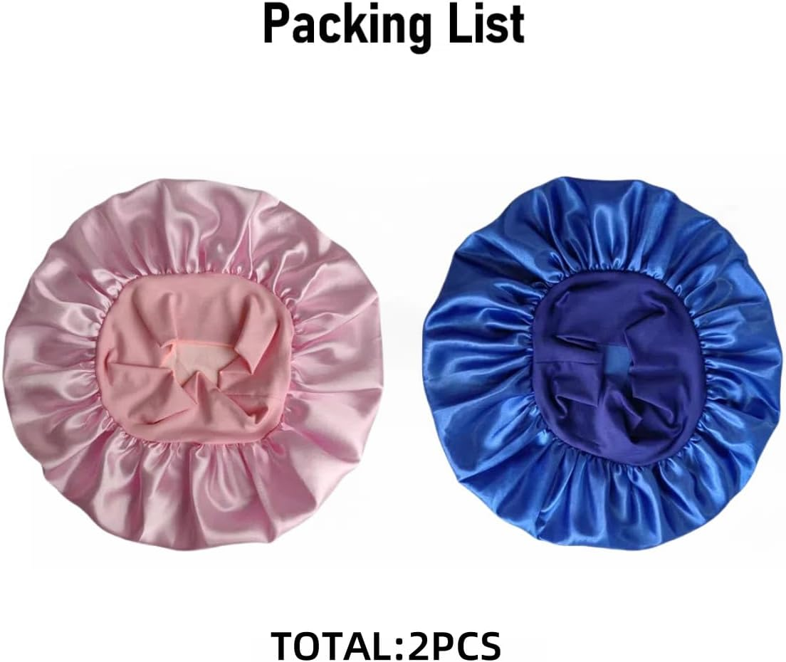 Toeloioh 2Pcs Satin Headgear Strap Covers for Oxygen Machine Users, Sleep Hair Protector Cap for Women to Prevent Tangles &Frizzy,Elastic Hair Cover Bonnet, Oxygen Accessories(Blue&Pink)