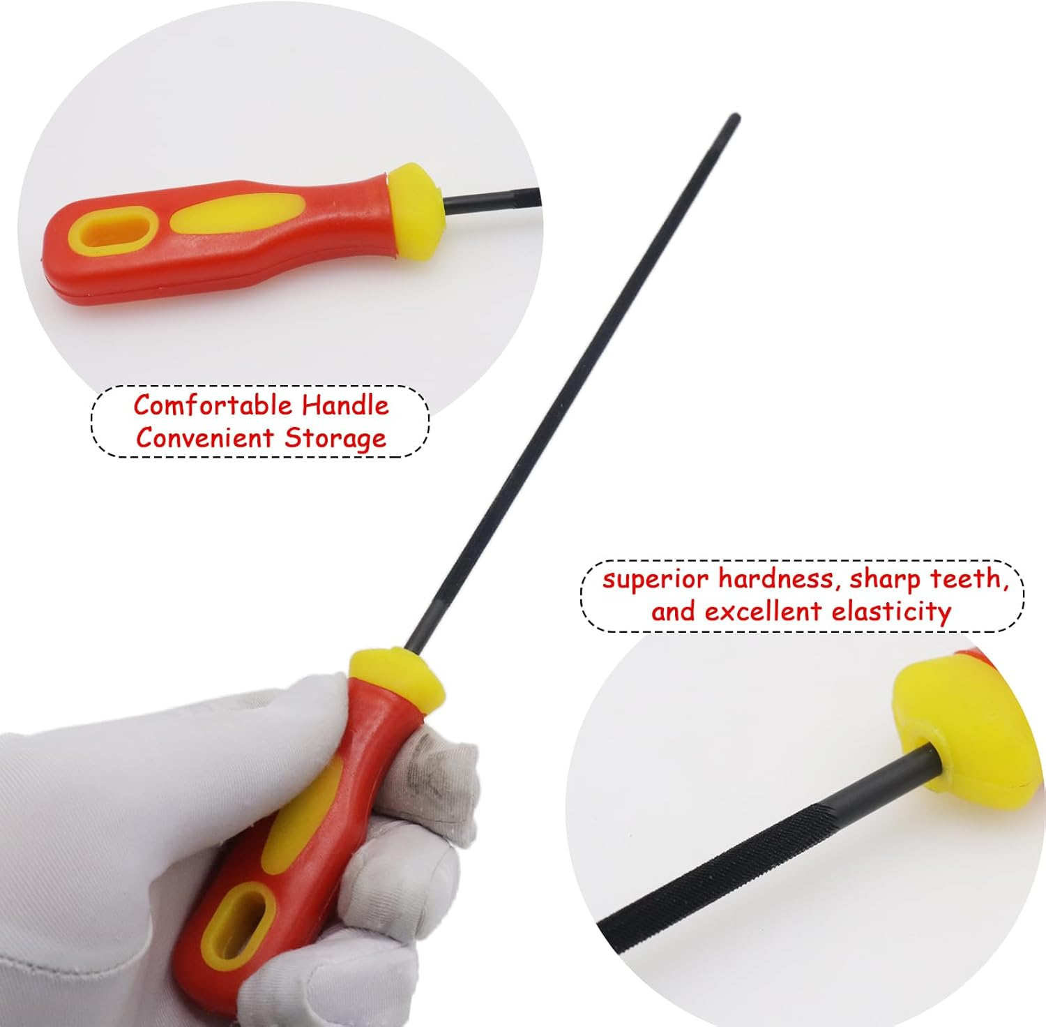 3 Pack 5/32 Inch (4.0Mm) Chainsaw Chain Sharpening Files, round Chainsaw Sharpener File Set with Plastic Handles, Carbon Steel for Sharpening Chainsaws image number 3