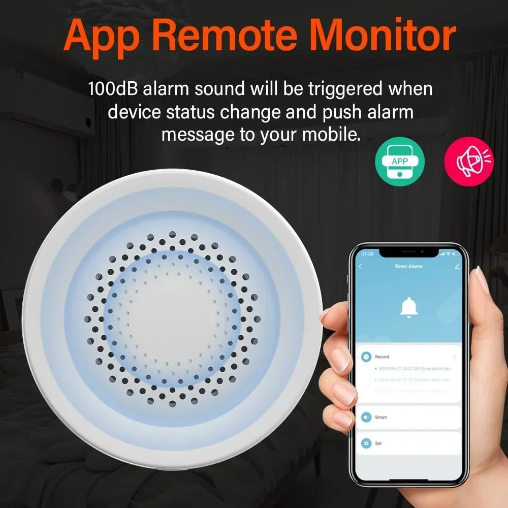 Uantii Tuya Smart Siren Alarm 100Db Loud Speaker Wifi Siren Speaker with Strobe Light Alert for Home Security System Works with Smart Life App (White) image number 6