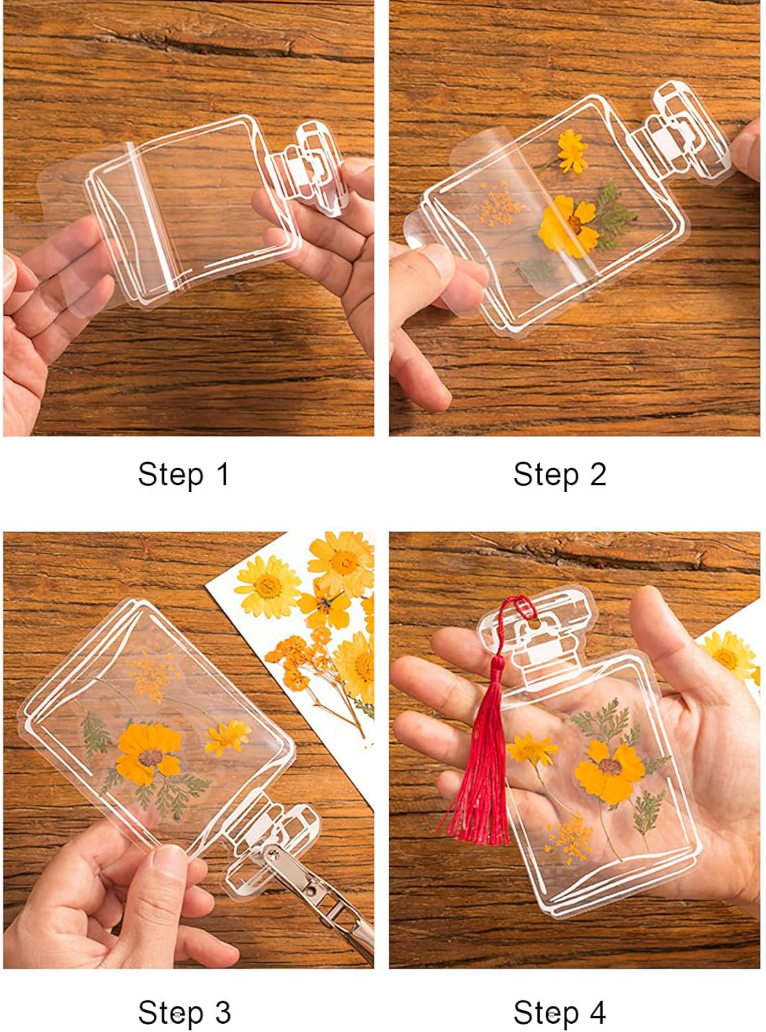 DIY Transparent Dried Pressed Flower Bookmarks,60Pcs Thousand Flower Bookmark,Clear Floral Page Marker Book-Mark,Handmade Clear Dried Flower Bookmarks,Transparent Book-Marks for Dried Flowers image number 6