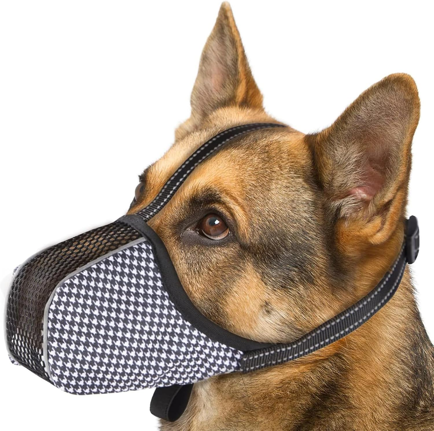NACOCO Medium Dog Breathable Muzzle - Lightweight Mesh Muzzle Prevent Biting Chewing Barking Soft Dog Mouth Guard Cover Adjustable (Large) image number 5