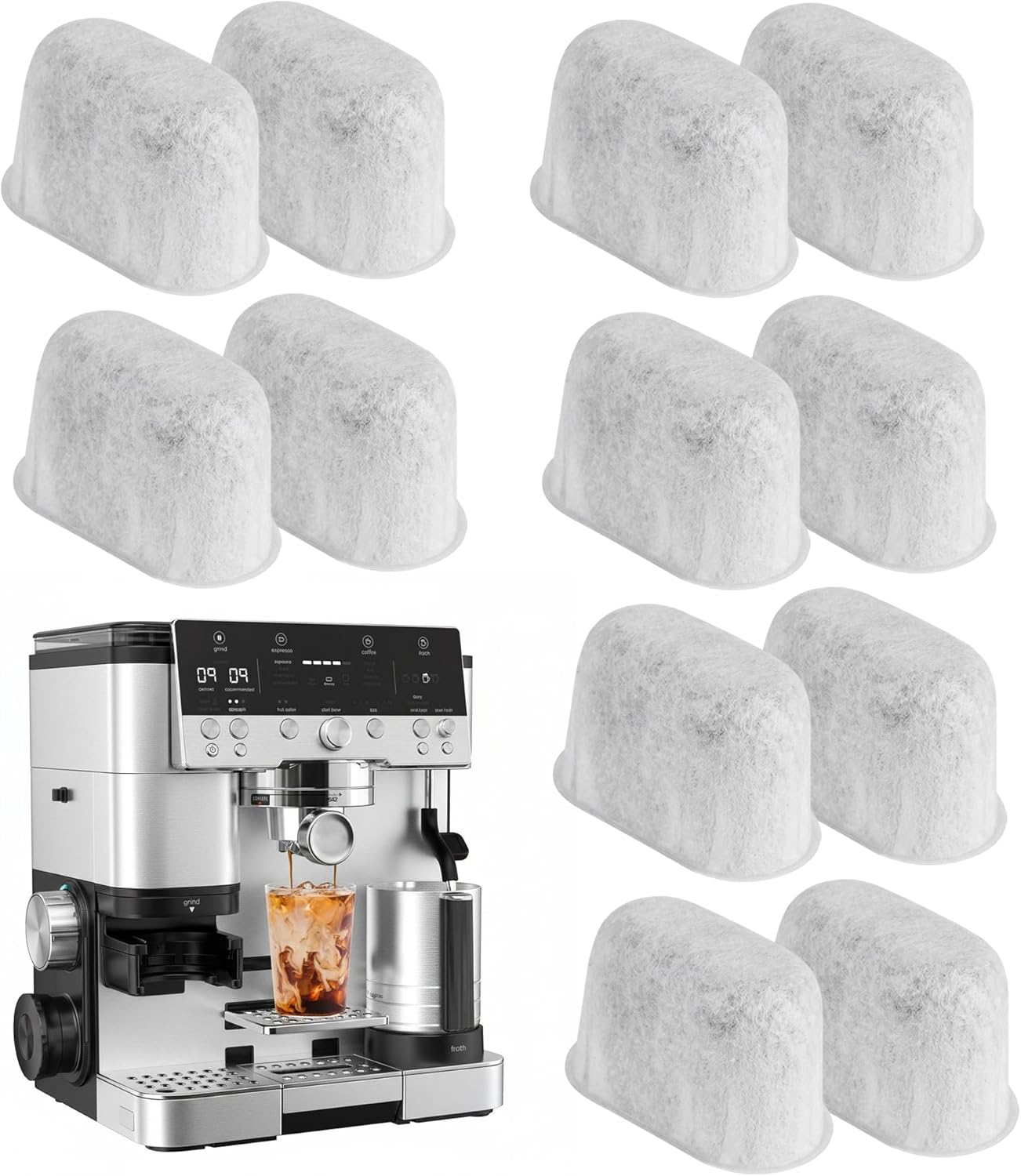 EUIOOVM Activated Carbon Filter Carbon Filter for Ninja Coffee Machine, Pack of 12 Coffee Filters for Ninja Luxe Premier ES601EU & Ninja Luxe Pro ES701EU, Accessories Ninja Coffee Machine, Replacement image number 2