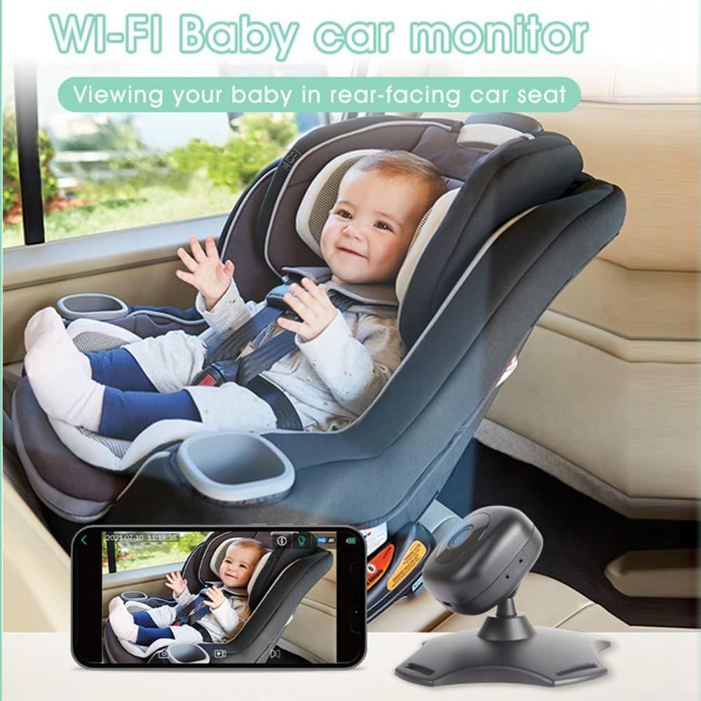 Wifi Baby Car Monitor Wireless Monitor Camera for Baby Rear Facing Seat 360&deg; Rotation USB Powered Baby Car Mirror Camera Black image number 2