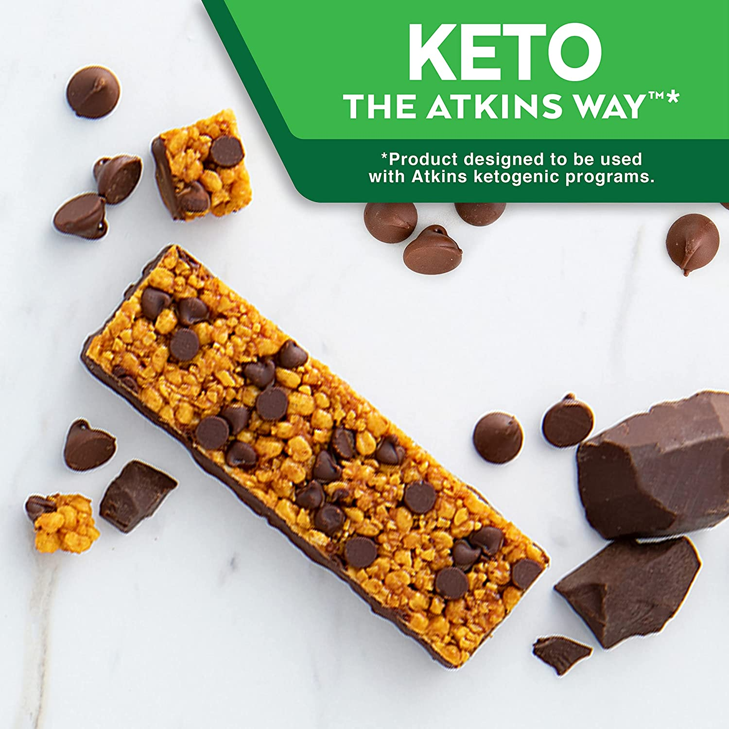 Atkins Chocolate Chip Crisp Bars | Keto Friendly | 5 X 37G Low Carb Chocolate Bars | Low Carb, Low Sugar, High Protein, High Fibre | 5 Bar Pack image number 5