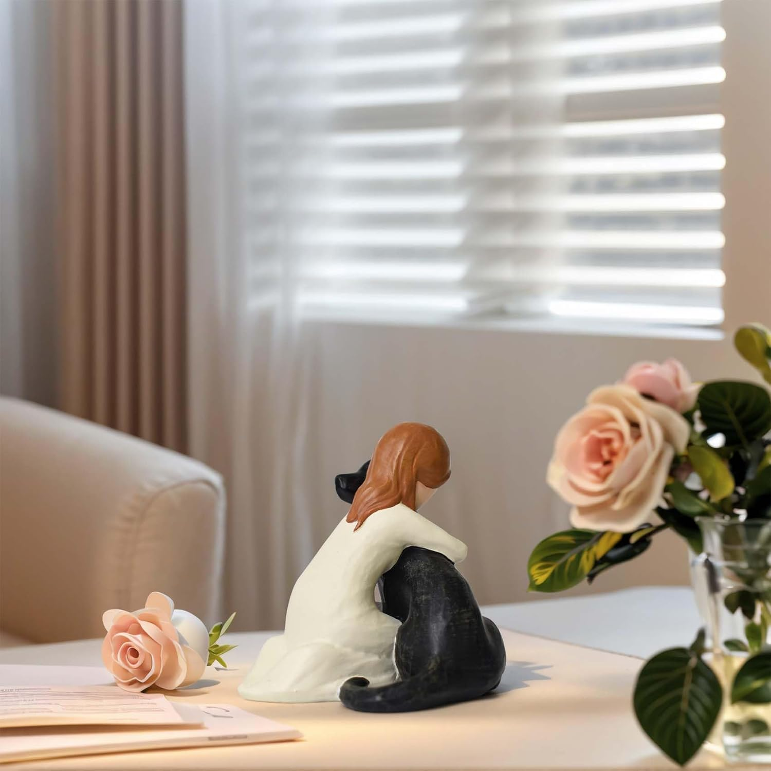 DUMING-IN Dog Memorial Gifts, Hand-Painted Dog Angel Figurines, Loss Sympathy Remembrance Gift, Dog Lovers Gifts for Men Women (Black) image number 3