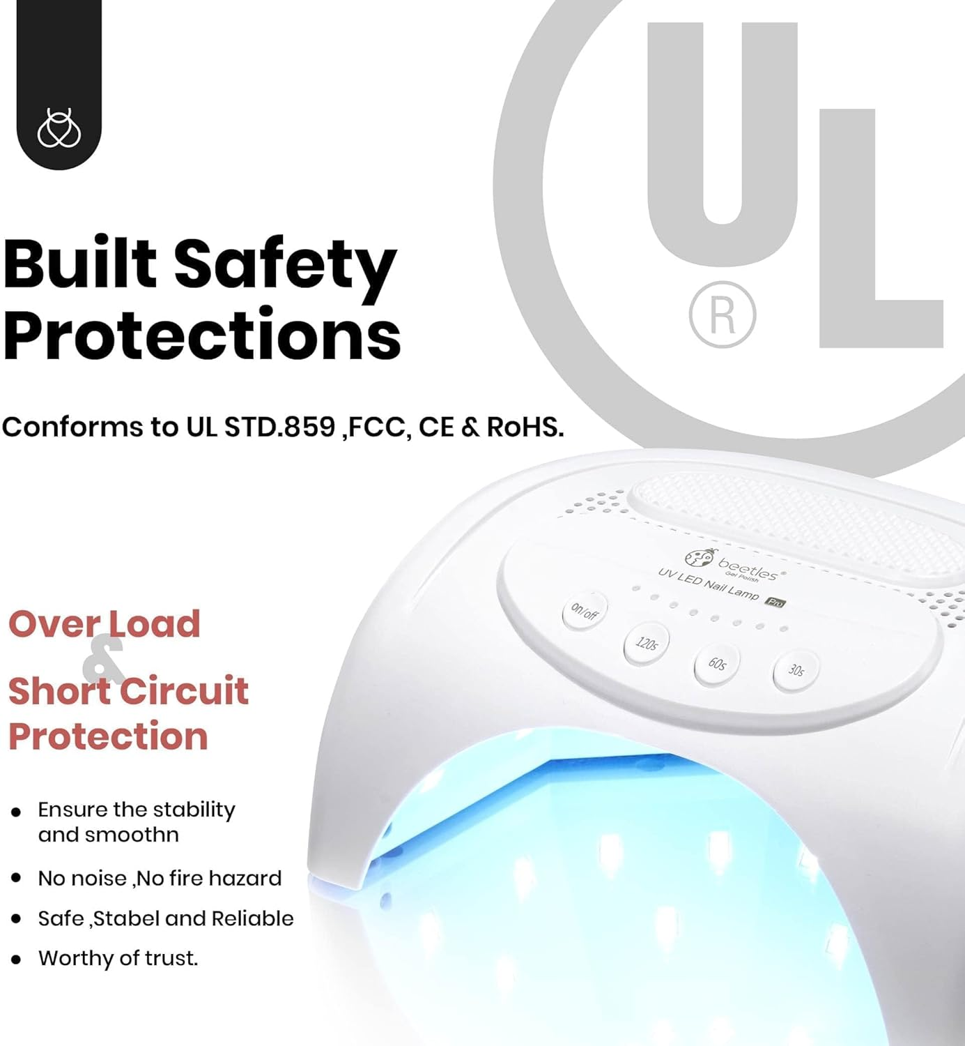 Beetles 6 Colors Burgundy Red Gel Polish Starter Kit with 48W UV LED Light, Base, Matte Top Coat, Glitter Polish Set for DIY Home Manicure - Women and Girls image number 4