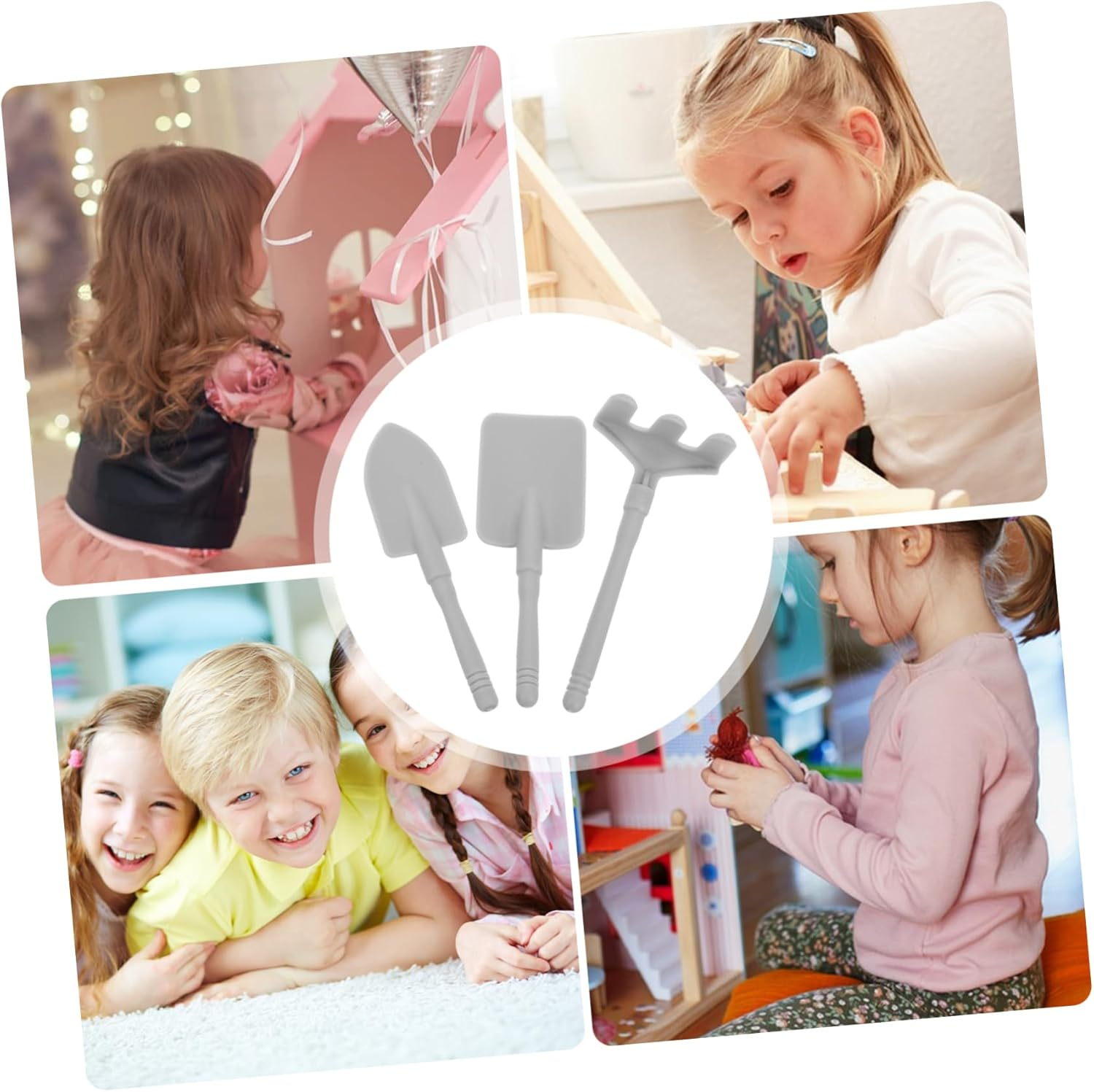 KICHOUSE 10Set Boys and Girls Garden Toys Set Thatch Rake Beach Shovel Small Bucket for Gardening Play image number 1