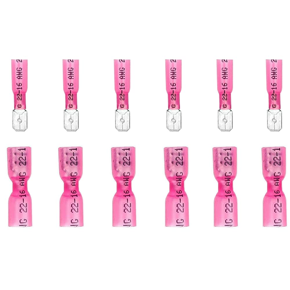 100PCS Heat Shrink Spade Connectors Female and Male Spade Wire Connectors Fully Insulated Quick Disconnect Crimp Terminals 22-16 AWG Red/Ursh
