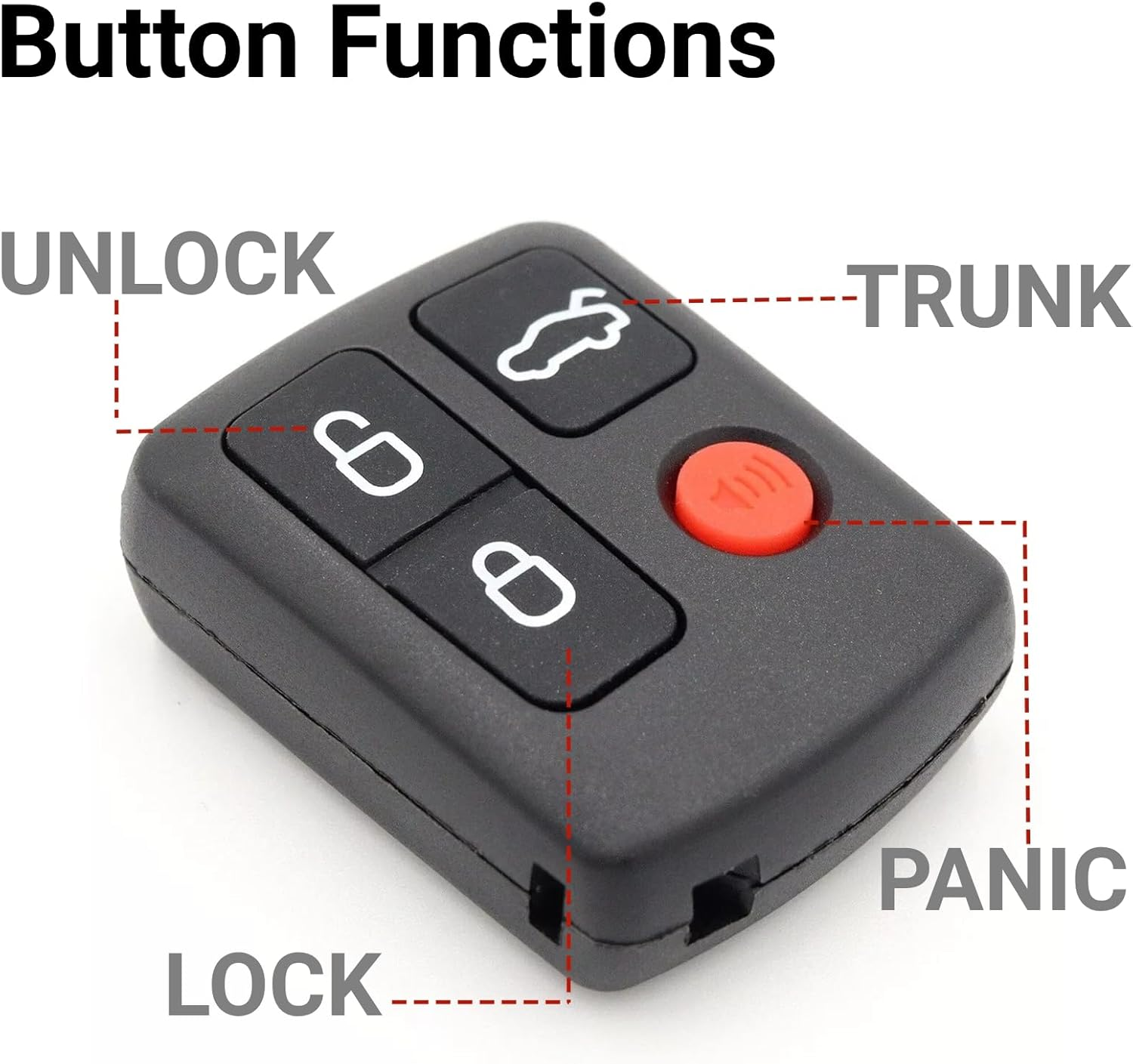 QSDIYRF 4-Button Car Remote Compatible with Ford Falcon/Fairmont/Fairlane BA BF 2002-2010 Series, Works for Xr6/Xr8/Fpv/Territory SX SY 2002-2010 Models, 433Mhz Complete Remote Replacement, 1 Pack