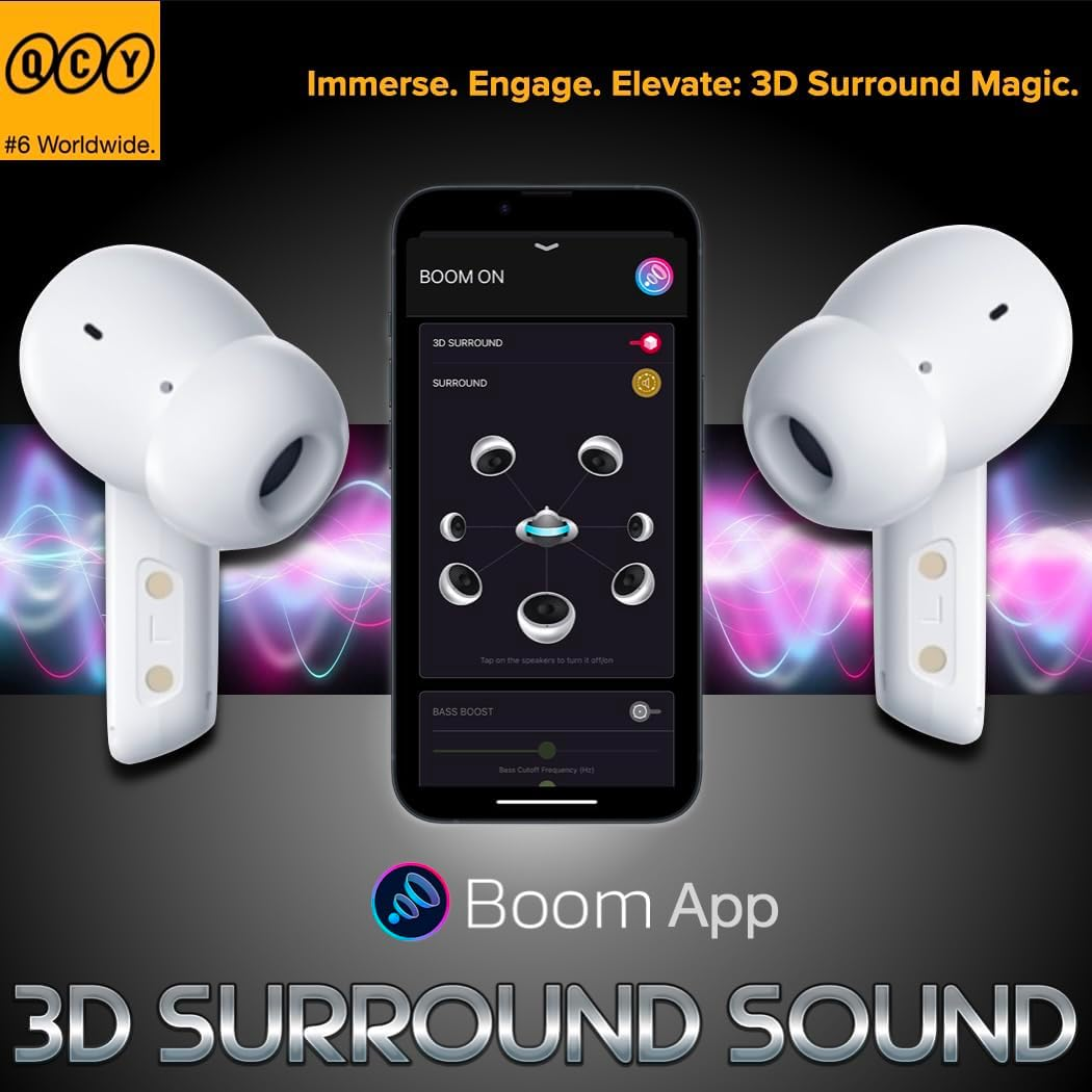 QCY HT05 TWS Earphones, ANC (White) image number 3