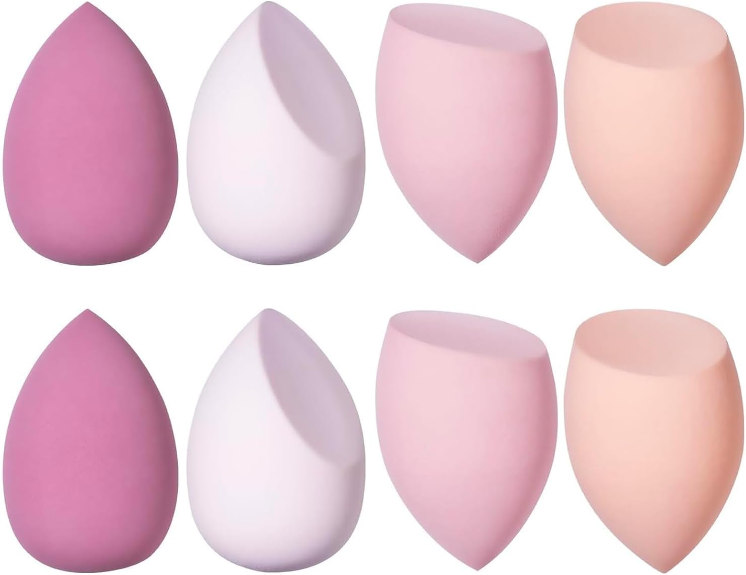 8 Pcs Makeup Sponge Set 3 Shapes Beauty Blender Kit for Liquid Foundation Powder Cream & Sunscreen Latex-Free Cosmetic Applicators with Ergonomic Design