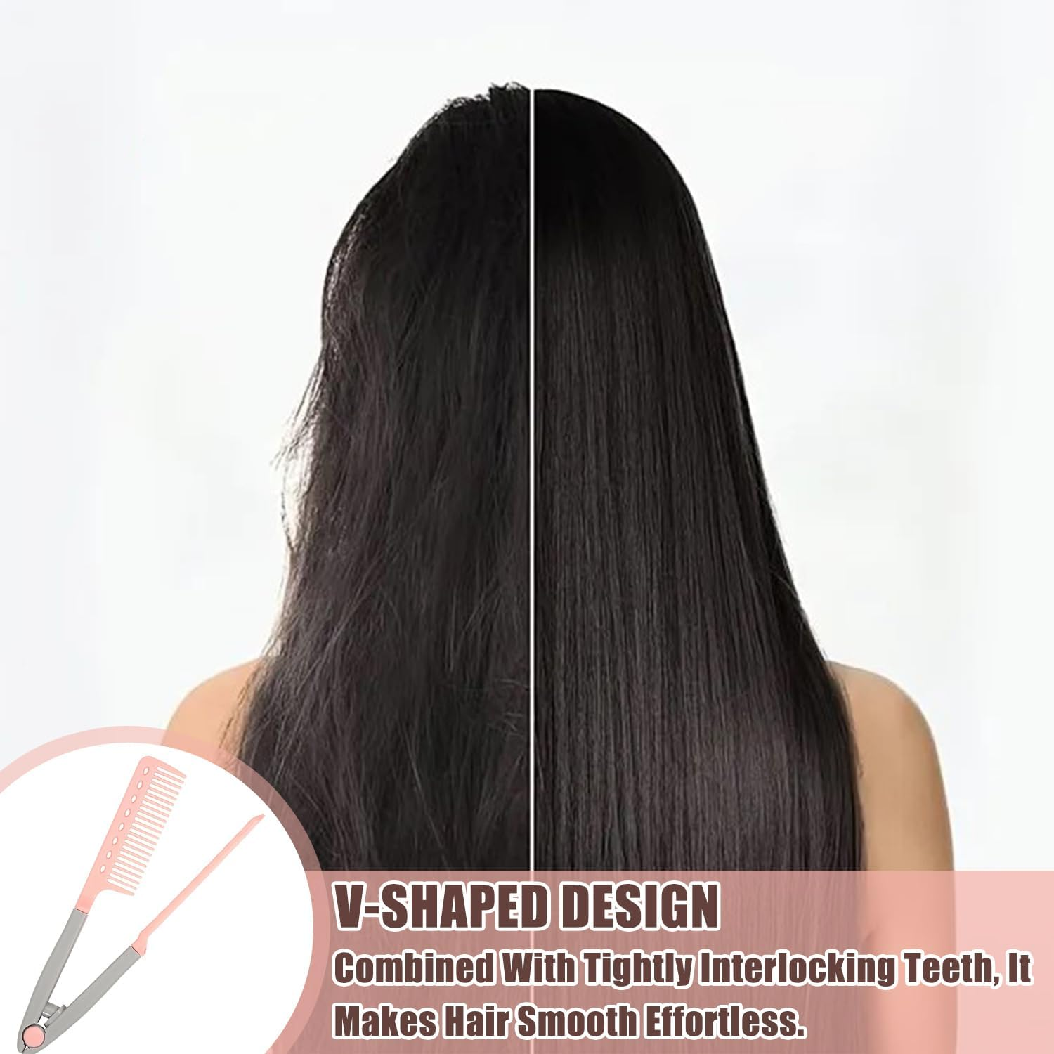 SYEYCW 3 Pcs V Hair Straightening Styling Comb, Ergonomic Handle with Sectioning Holes, Lightweight and Convenient, Wet Dry, Suitable for Knotty Hair, Home, Salon Use or Daily Travel image number 5