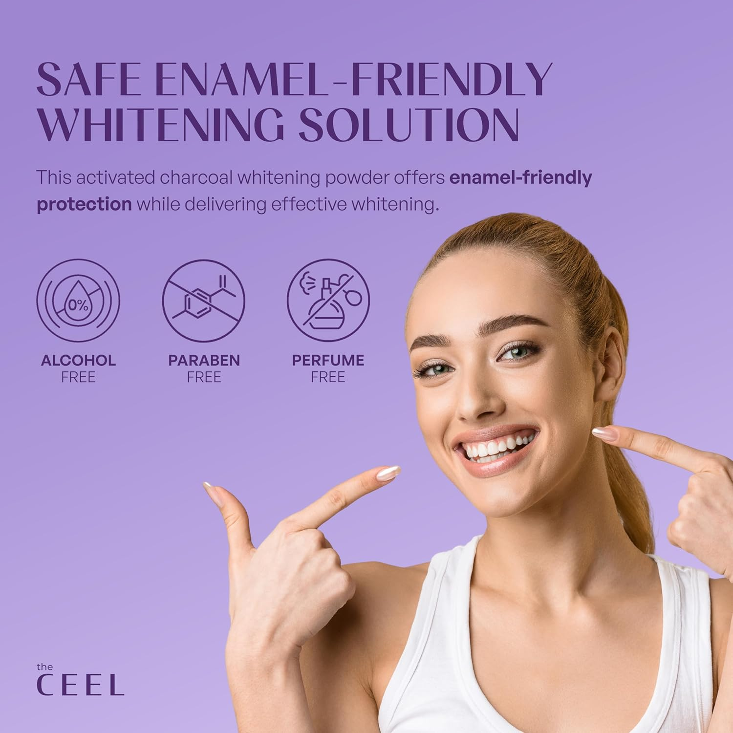 Purple Teeth Whitening Tooth Powder with Activated Charcoal & Mica - Color Correcting Yellow Teeth Oral Care Formula with Mint & Xylitol - Fresh Breath, Healthy & Brighter Smile - 50G image number 6