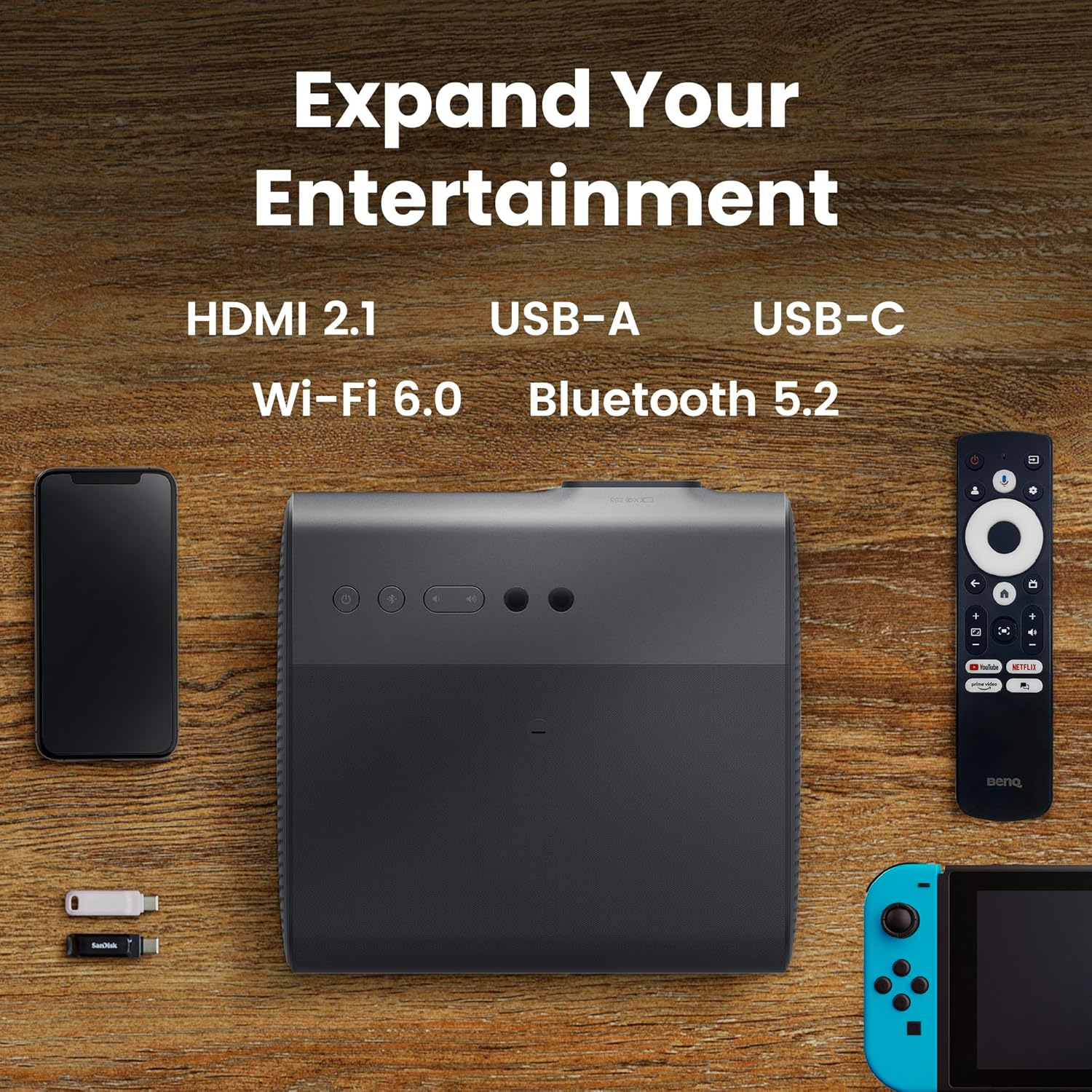 Benq GP520 | 4K HDR 2600Lm LED Living Room Projector for Home Entertainment with Google TV, Auto Cinema Mode, MEMC, Rec.709, HDR10+ image number 4