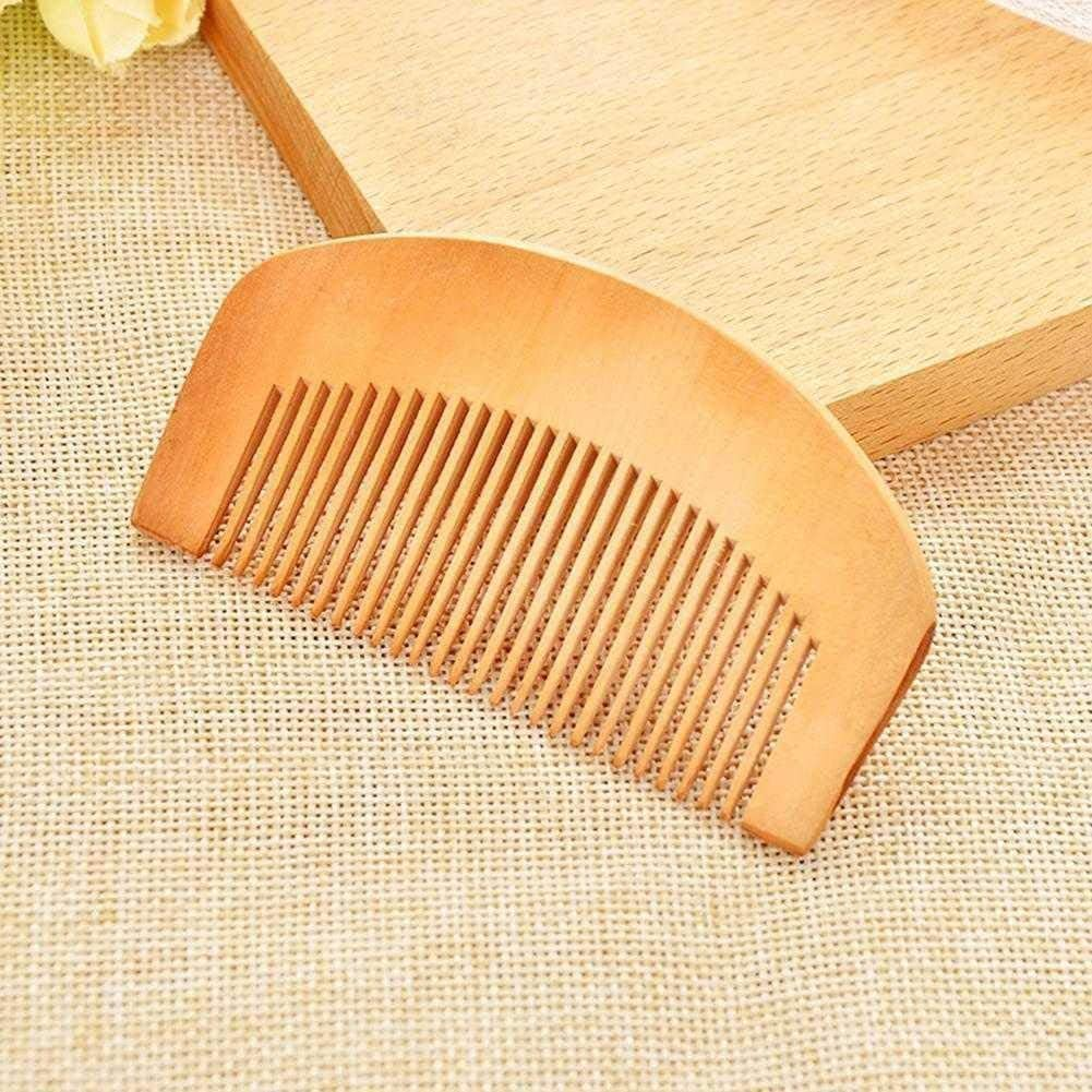 2 PCS Peach Wood Wooden Comb Anti-Static Comb Close Tooth