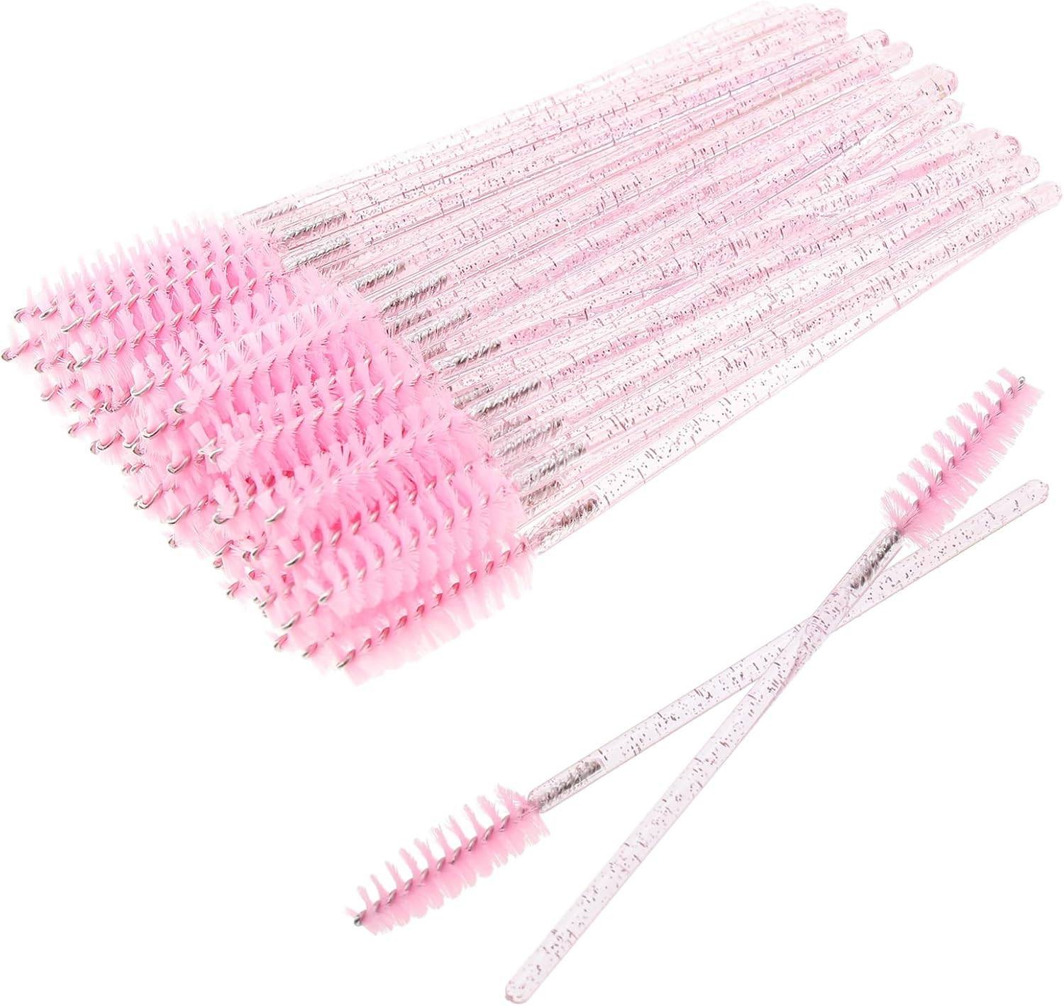 Ukerdo 50Pcs Extensions Mascara Wands Spoolie Brush Disposable Eyelash Cosmetic Cleansing Applicators Eyebrow Lash Comb Tool Kits Black Handle