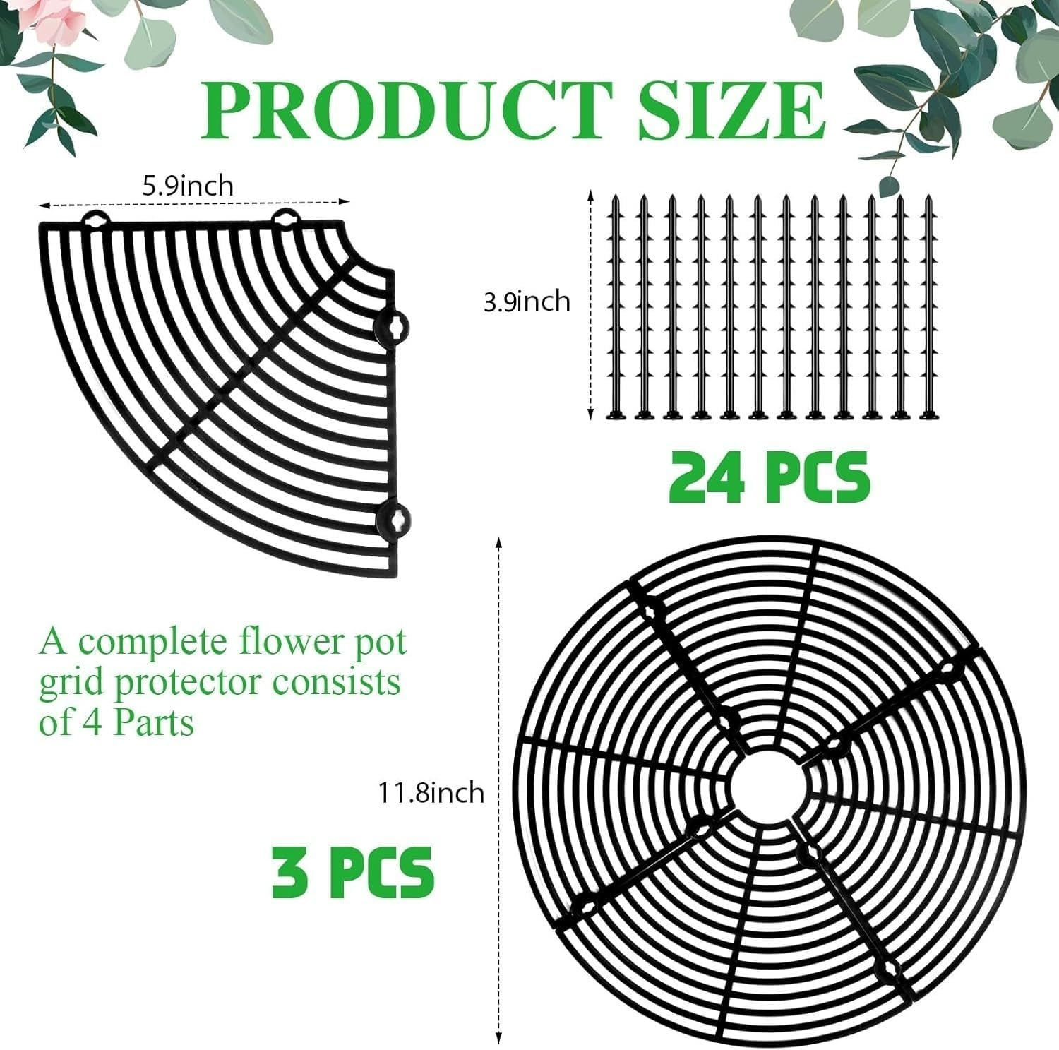 Leanockesa 3Pcs Plastic Grid Plant Pot Cover with Stake, Plant Pot Protector for Soil & Drainage, Reusable Garden Mesh Covers for Indoor Outdoor Potted Plants(Black) image number 6
