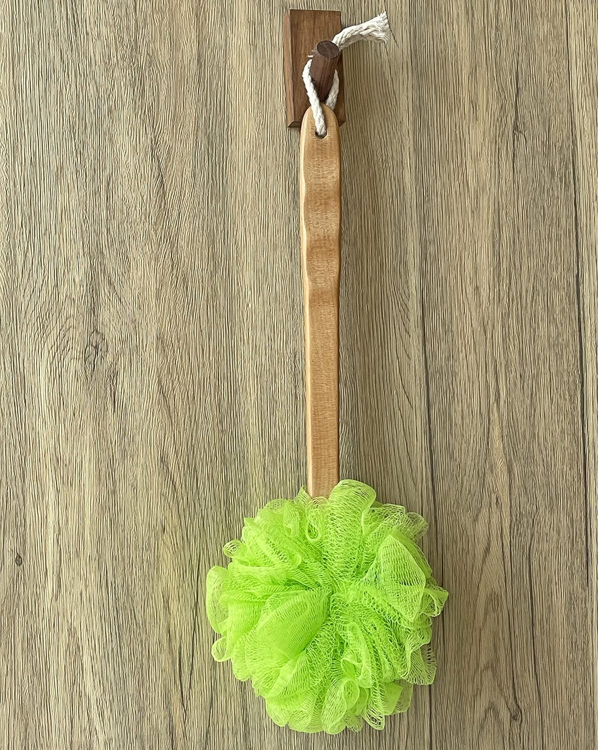 Shower Loofah Body & Back Scrubber - Exfoliating Loofah Luffa Bath Brush on a Stick - with Long Wooden Handle Back Brush for Men & Women - Easy Reach Body Wash & Lotion Applicator（ 2 Pack- Green） image number 1