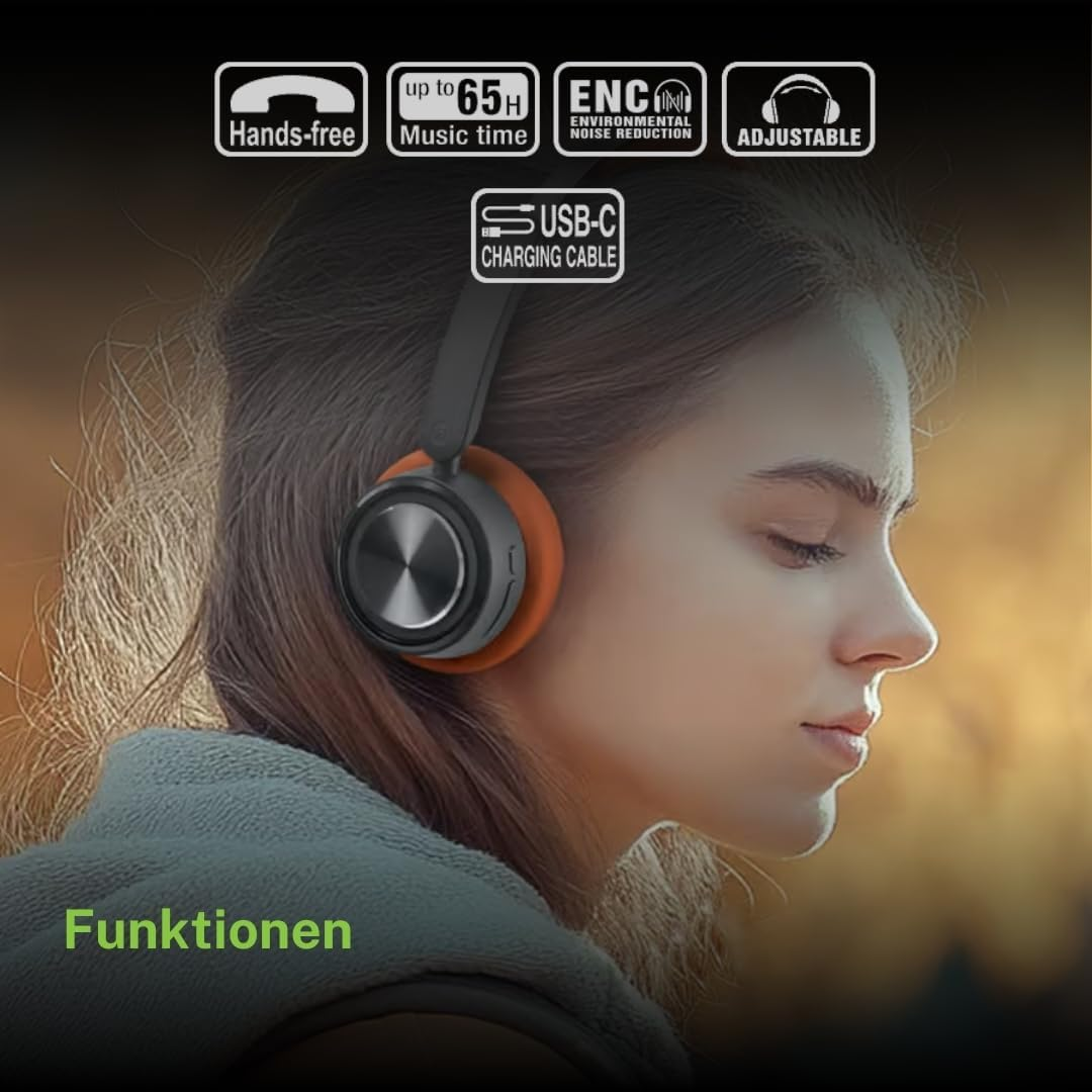 Muse M-271 BO Bluetooth Headphones, Over-Ear Headset with 65 Hours Battery Life, USB-C & Hands-Free Function, Lightweight Design with Adjustable Headband