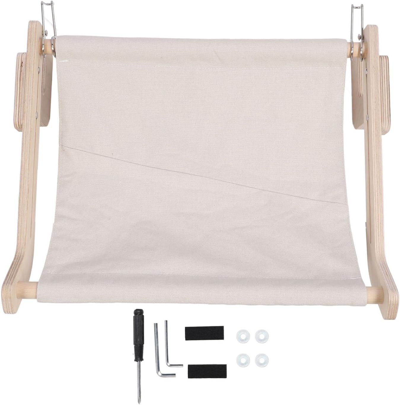 Depisuta Cat Window Perch, Sturdy Wood Frame Cat Sill Window Perch, Large Hammocks Bed Shelf, Wall Mount Bedside Hammock for Indoor Windowsill Sleeping, Climbing and Playing (Gray) - Gray image number 5