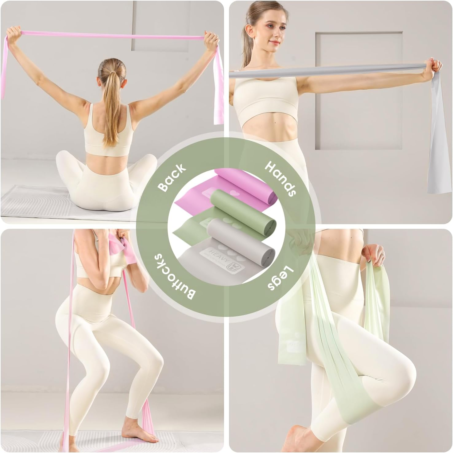 Chamgeco Professional Resistance Bands 3-Pack, Long TPE Elastic Exercise Bands for Strength Training,Yoga,Pilates,Recovery,Fitness,Home,Gym, Heavy Duty Workout Band with Carry Bag image number 3