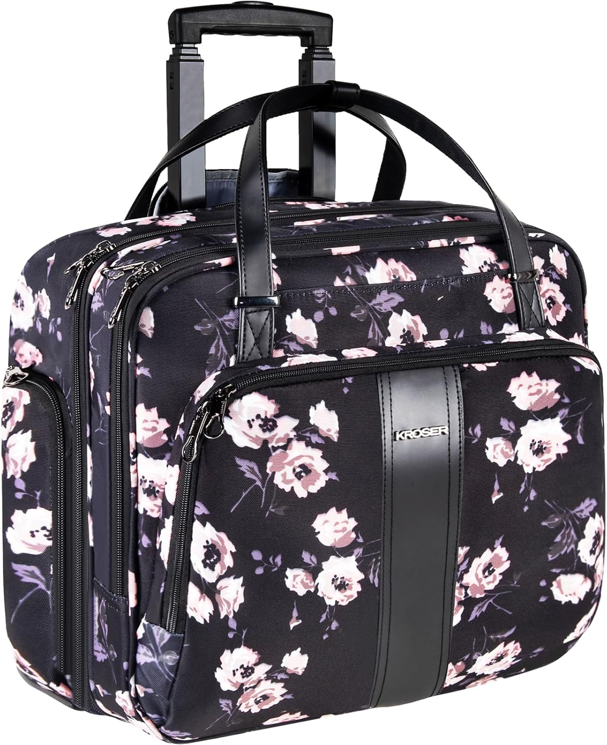 KROSER Rolling Laptop Briefcase Premium Rolling Laptop Bag Fits up to 15.6 Inch Laptop Water-Repellent Overnight Rolling Computer Bag with RFID Pockets for Travel/Business/School/Women image number 3