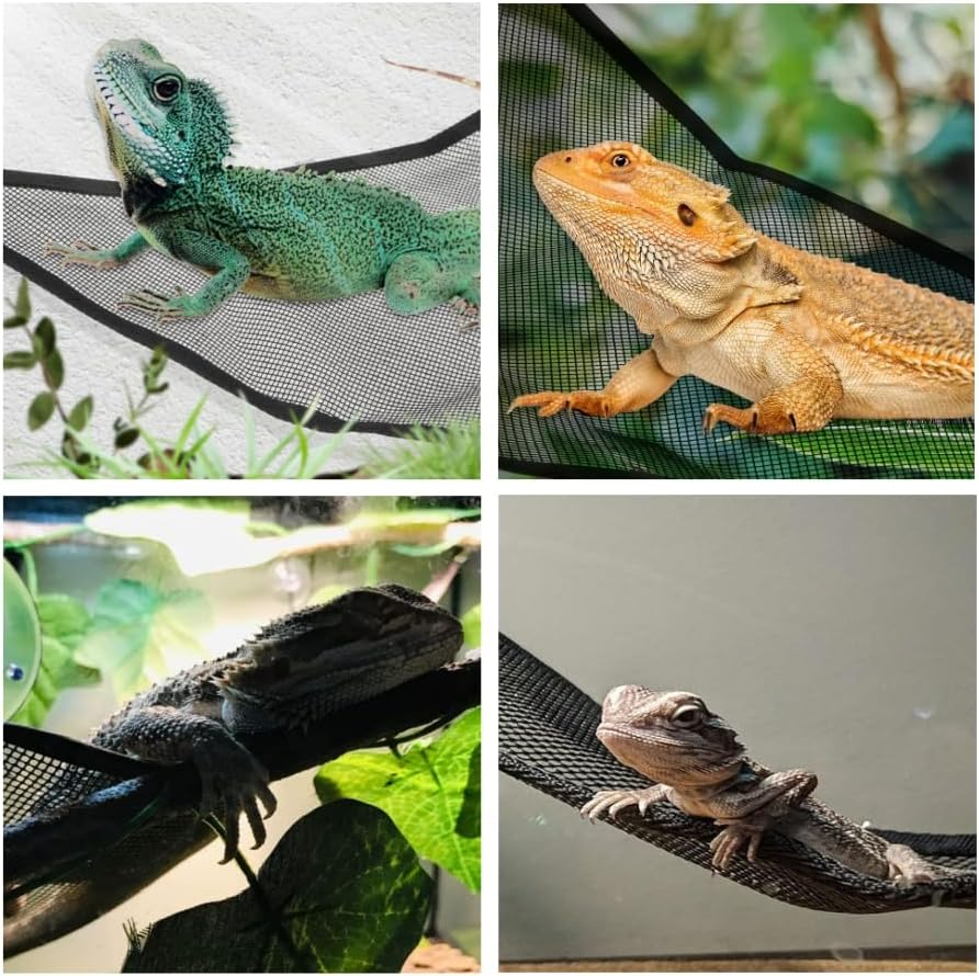 GYWHOOFT 2 Pcs Bearded Dragon Hammock Pack, Geckos Hammock Rocking Recliner Lizard Hammock Reptiles Reclining Chair Lizard Geckos Hammock Pet Animal Mesh Surface (13'' X 13'' X 13'')