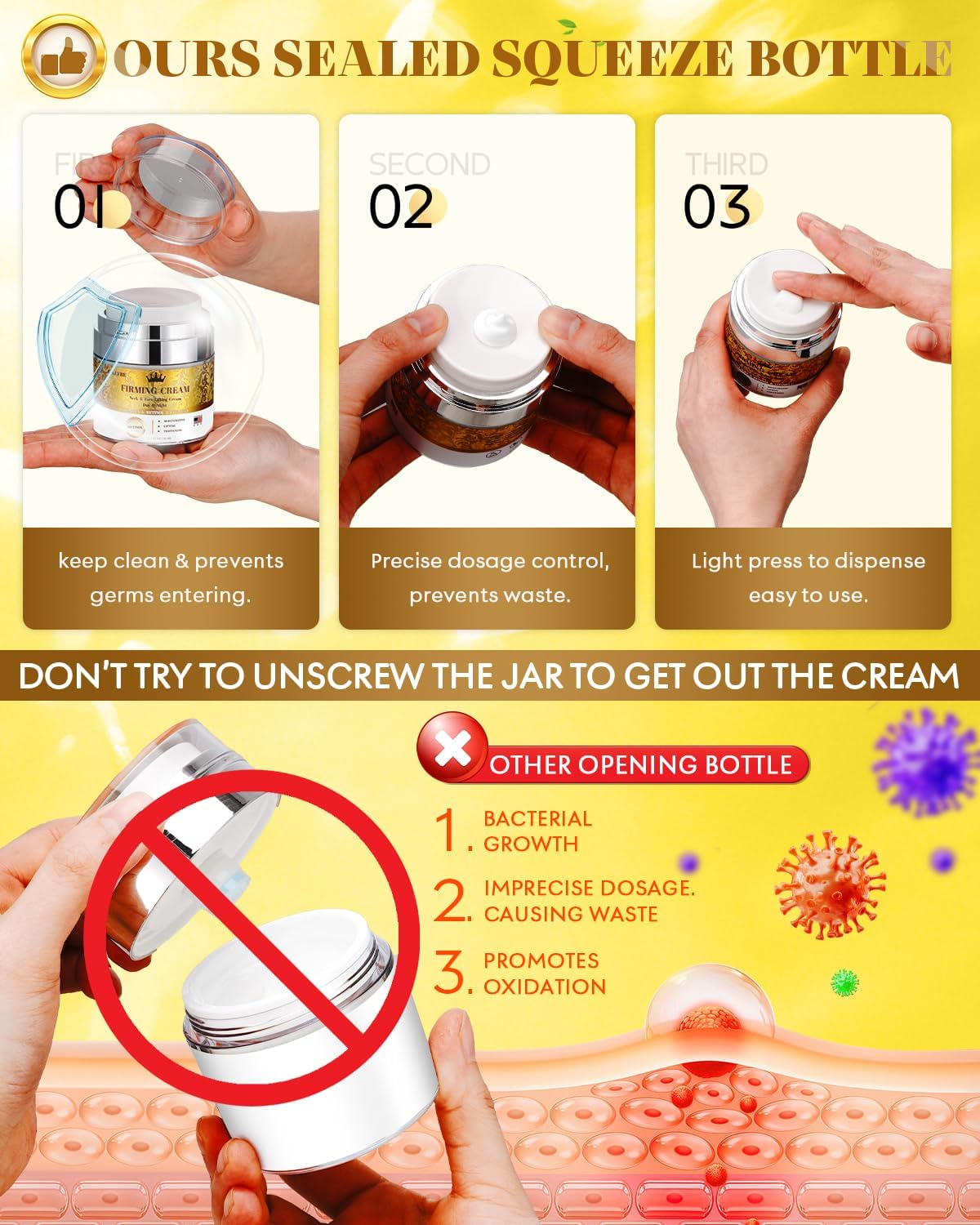 1% Retinol Cream Face Moisturizer, anti Aging Neck Firming Cream with Collagen, Day & Night Face Lotion with Hyaluronic Acid, Lifting & Tightening Cream for Women & Men, 1.7 FL OZ image number 1